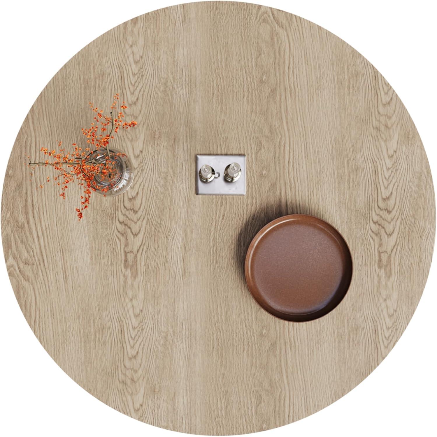 Round Dining Table for 4 to 6, 47.24" Modern Wood Kitchen Table Mid Century Circular Tabletop Curved Base Restaurant Furniture for Dining Room Kitchen Leisure Coffee Table, Oak