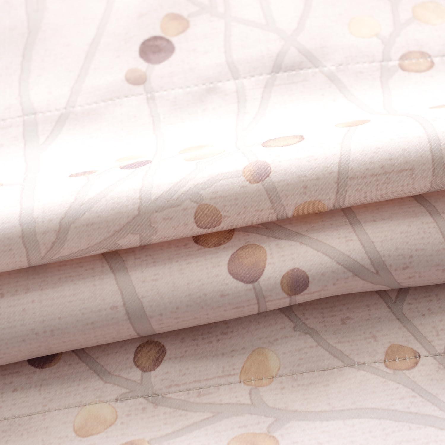 DriftAway Harper Floral Pattern Window Treatment Valance, Rod Pocket, 50"x18"+2" Header (Beige)