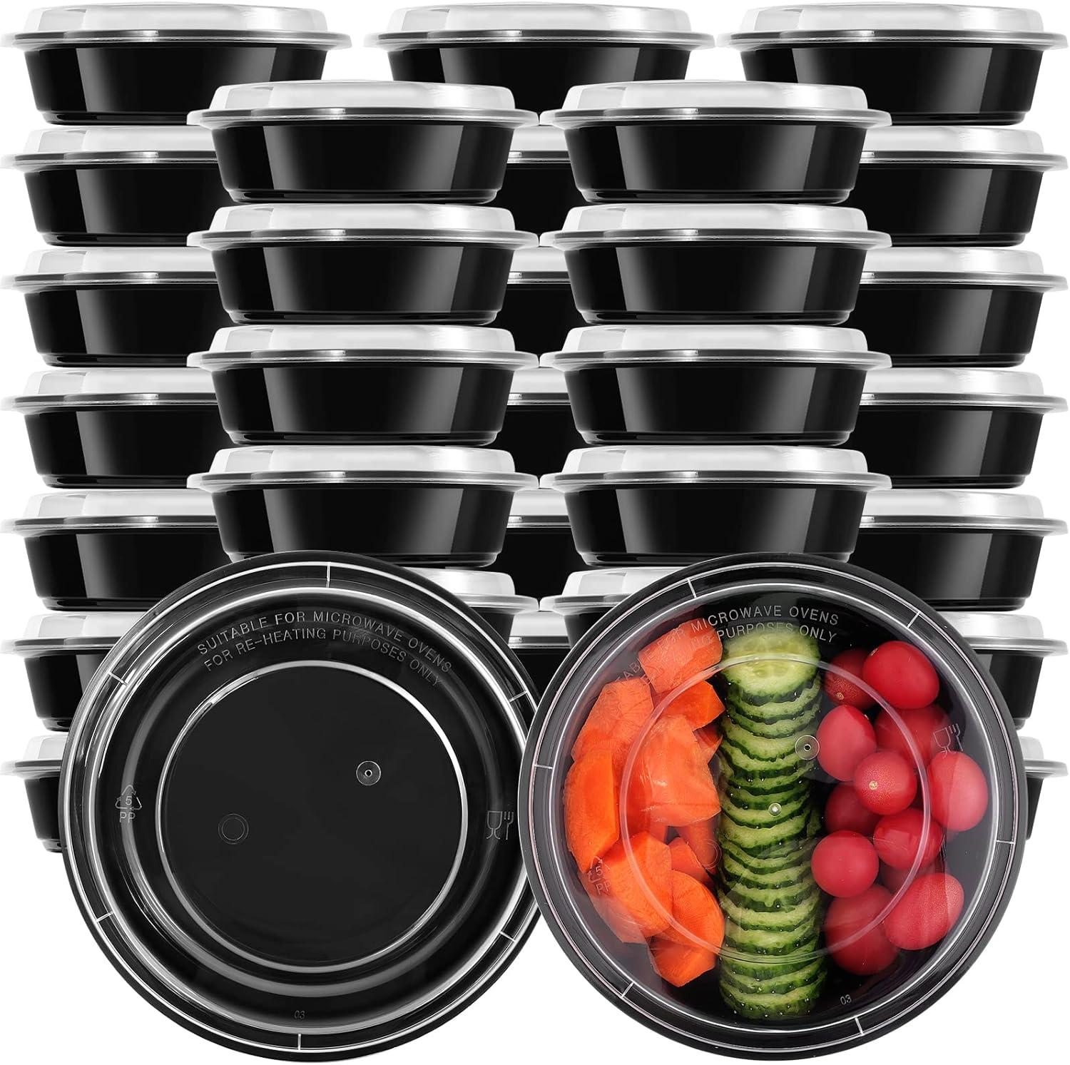 Freshware Meal Prep Bowl Containers [30 Pack] Plastic Bowls with Lids for Soup and Salad, Food Storage Bento Box, BPA Free, Stackable, Lunch Boxes, Microwave/Dishwasher/Freezer Safe (28 oz)