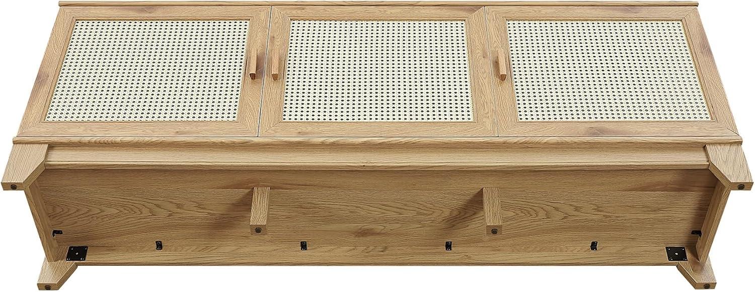Manhattan Comfort Sheridan Modern 6 Shelf Cane TV Stand for TVs up to 55" Natural: Media Console with Cable Management