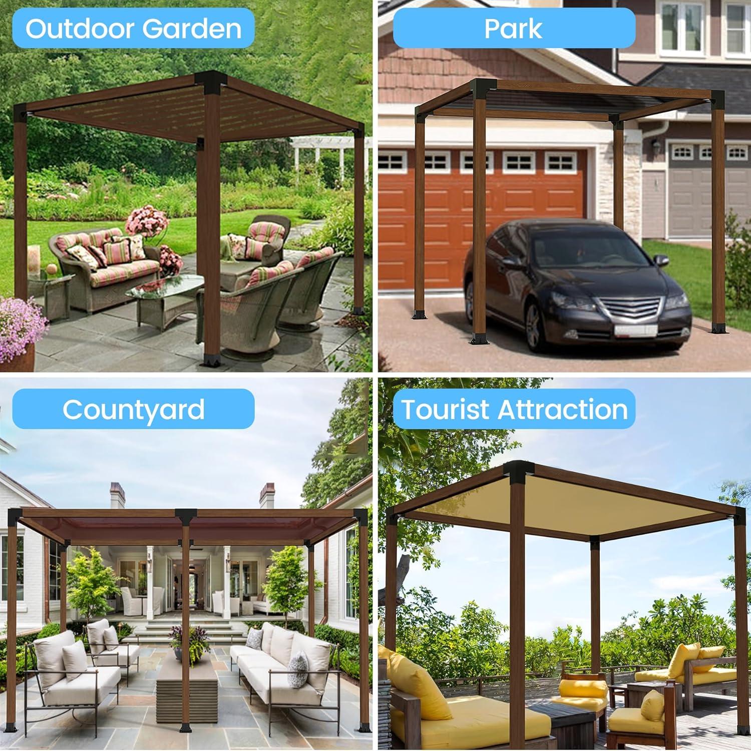 Pergola Kit Elevated Wood Stand Kit Woodwork for 4"x 4" (Actual 3.5" x 3.5"), Wooden Gazebo Kit for 3-Way Pergola Brackets with Pergola Base Brackets - Includes Screws