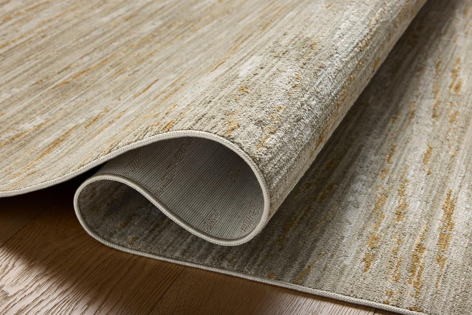 Sage and Gold Abstract Wool Area Rug, 5'-3" x 7'-9"