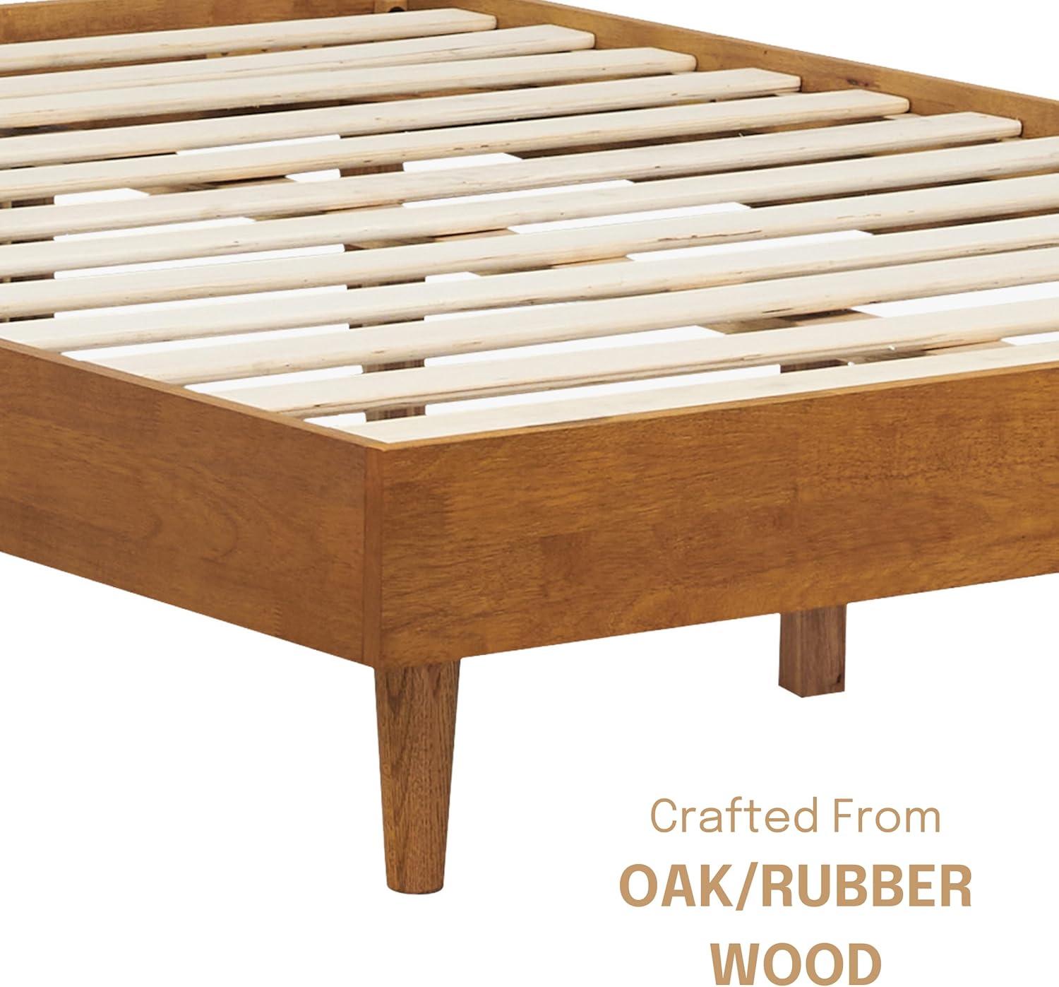 NTC Fly Solid Wood Bed Frame without Headboard and Silent Slats, 1000 lbs Capacity Bed Frame