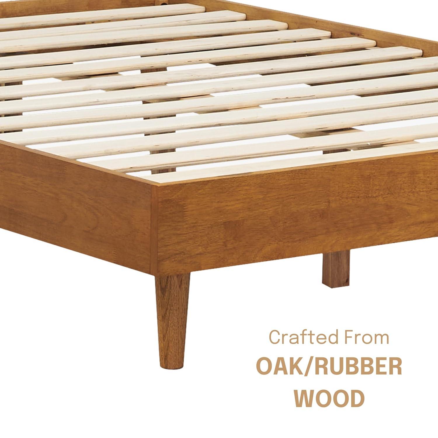 NTC Fly Solid Wood Bed Frame without Headboard and Silent Slats, 1000 lbs Capacity Bed Frame