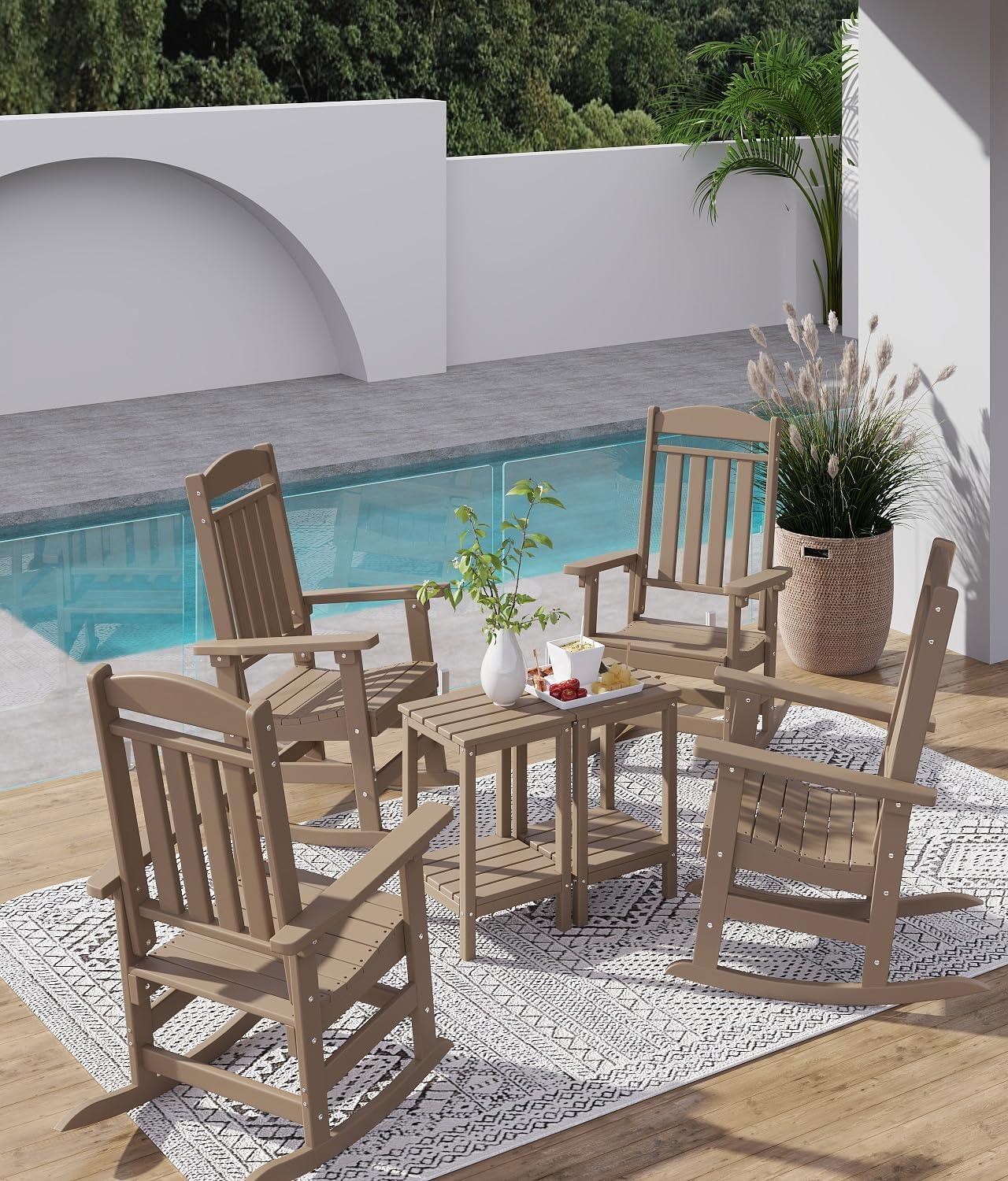Oxing HDPE Outdoor Rocking Chair (Set of 2)