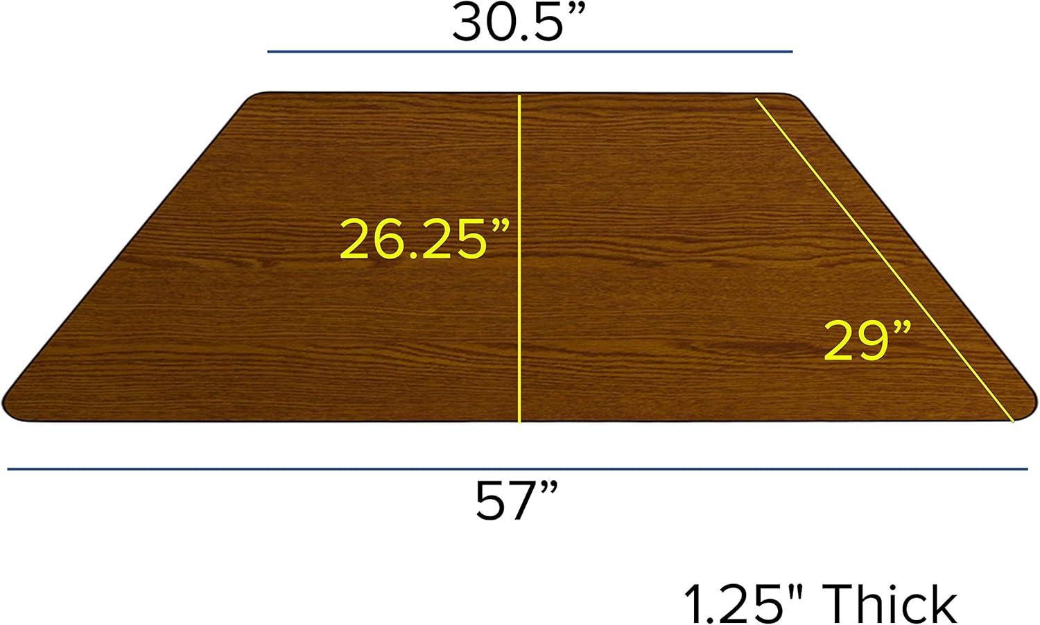 Flash Furniture 29''W x 57''L Trapezoid HP Laminate Activity Table - Standard Height Adjustable Legs