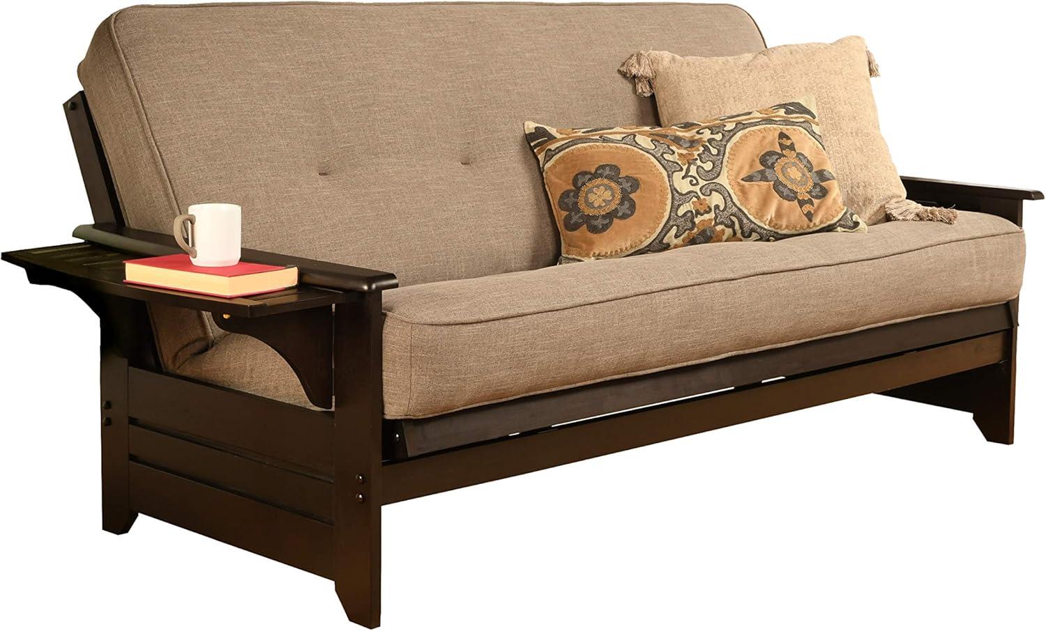 Albany Futon with storage in Rustic Walnut Finish, Multiple Colors
