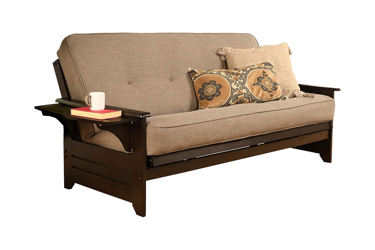 Albany Futon with storage in Rustic Walnut Finish, Multiple Colors