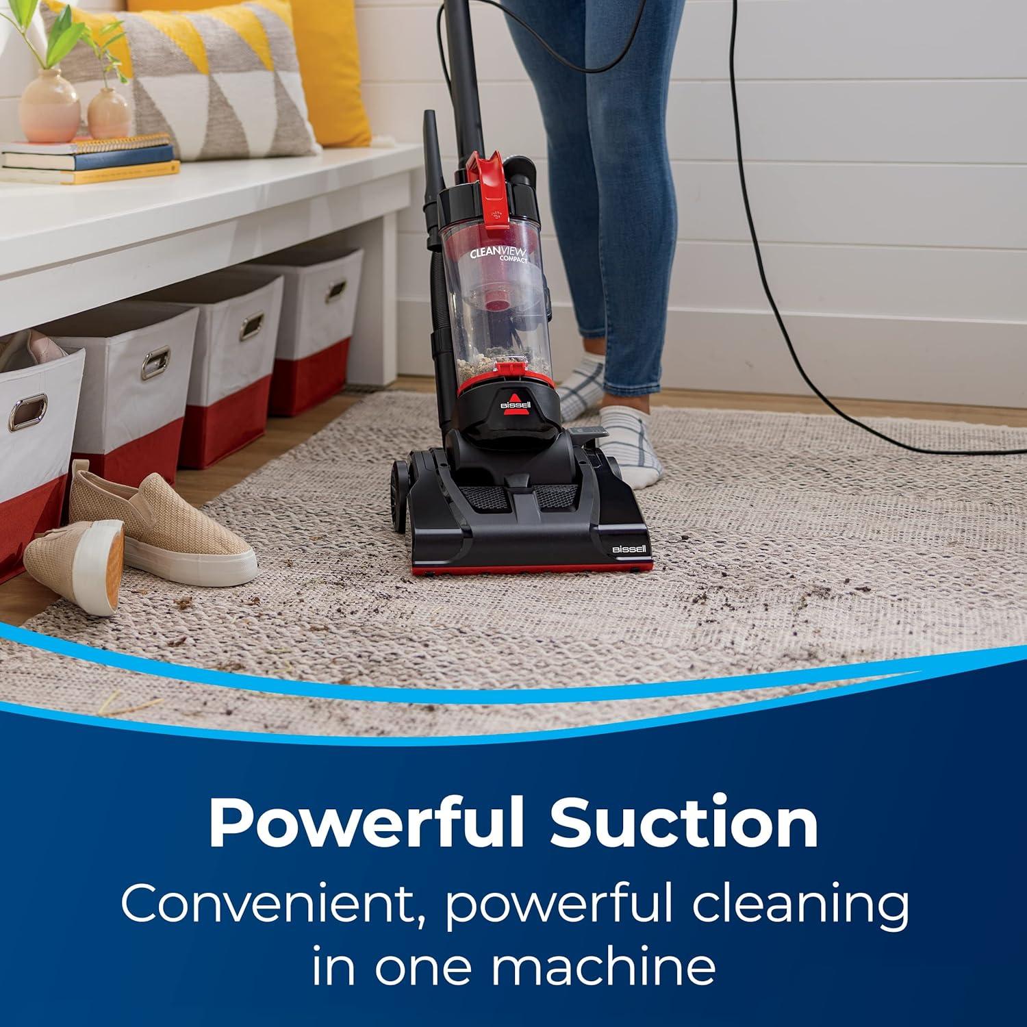 BISSELL CleanView Compact Upright Vacuum, Lightweight with Powerful Suction and Removable Extension Wand 3508