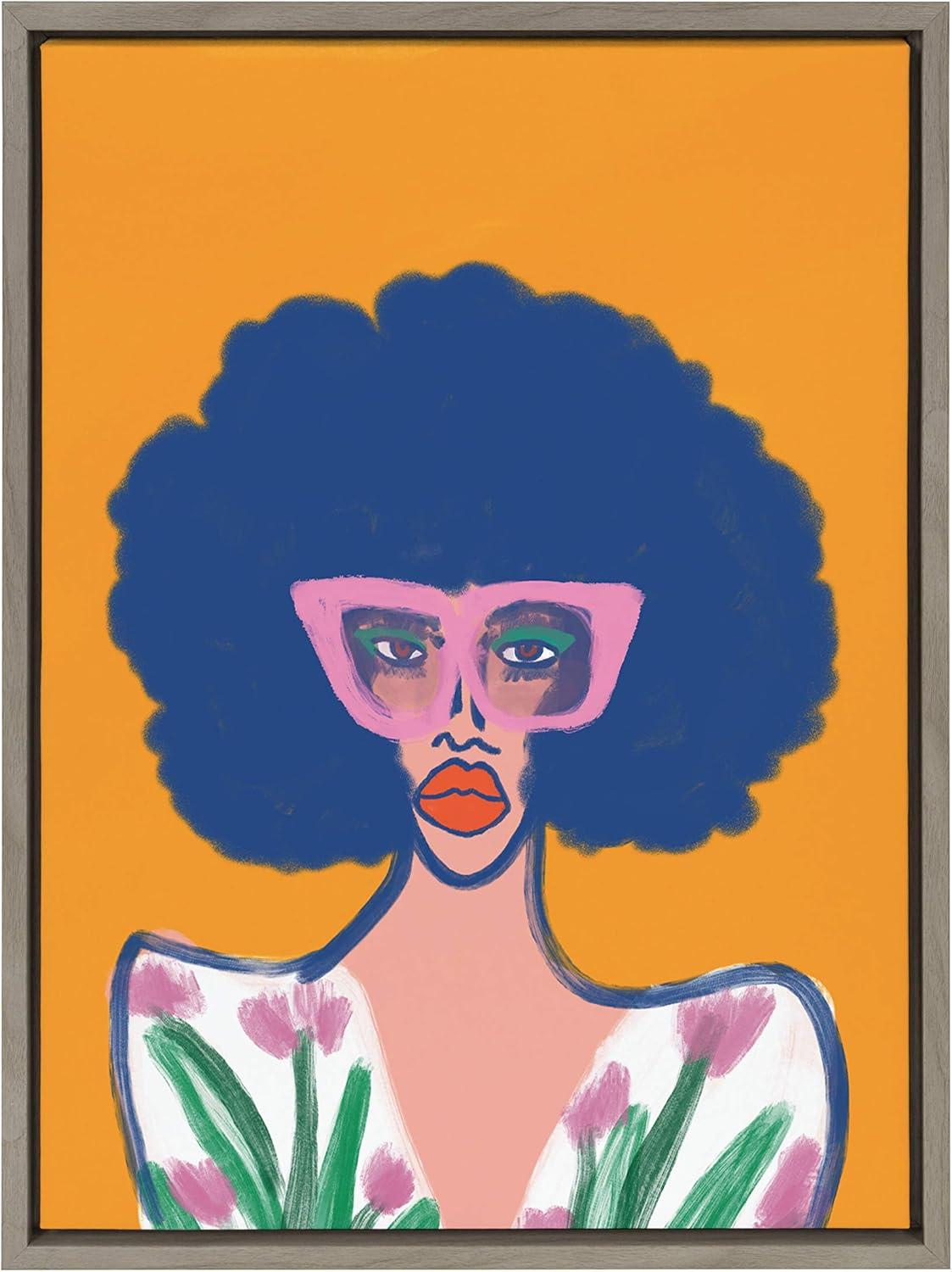 Springtime Fierceness Abstract Portrait Canvas with Gray Frame