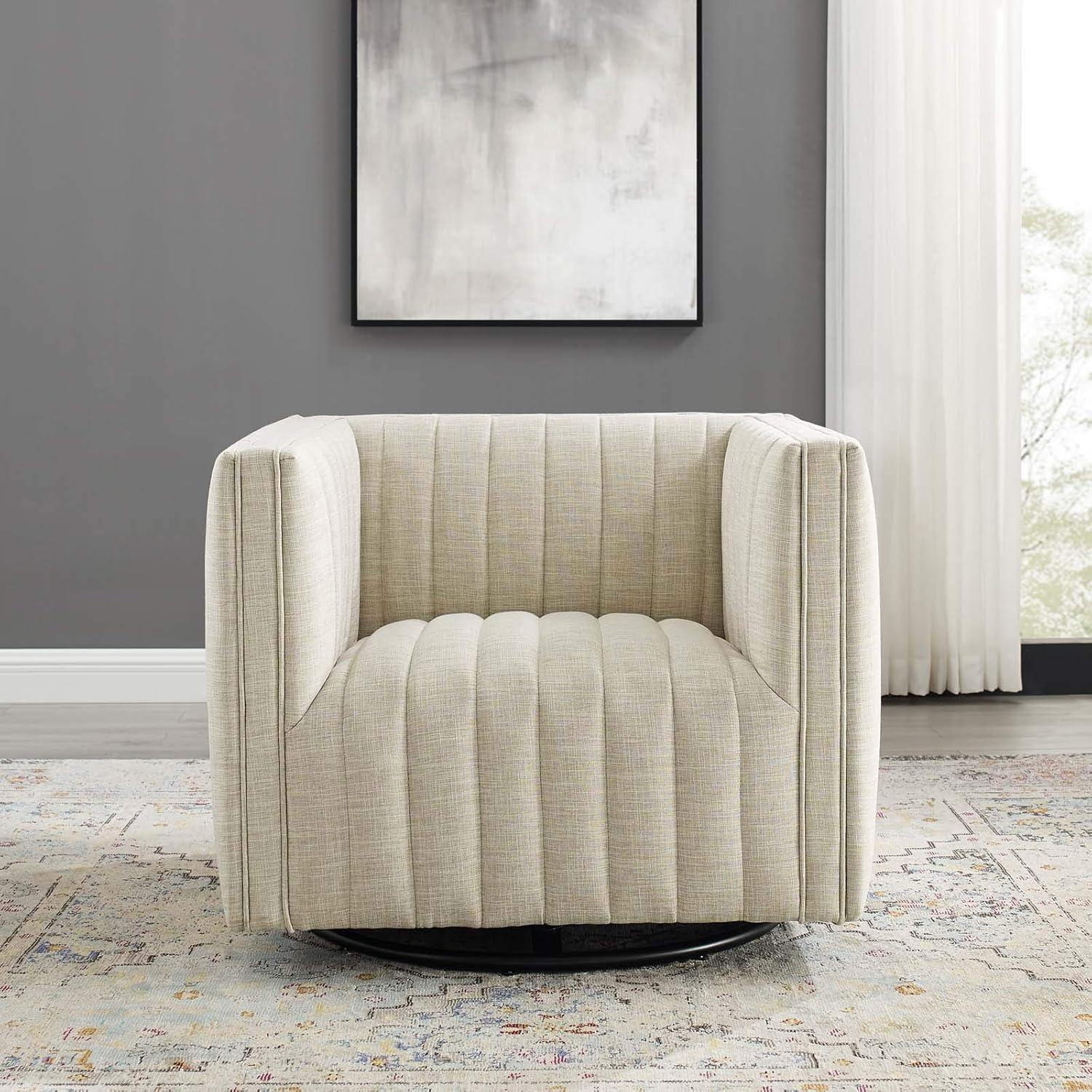 Modway Conjure Channel Tufted Performance Velvet Swivel Armchair