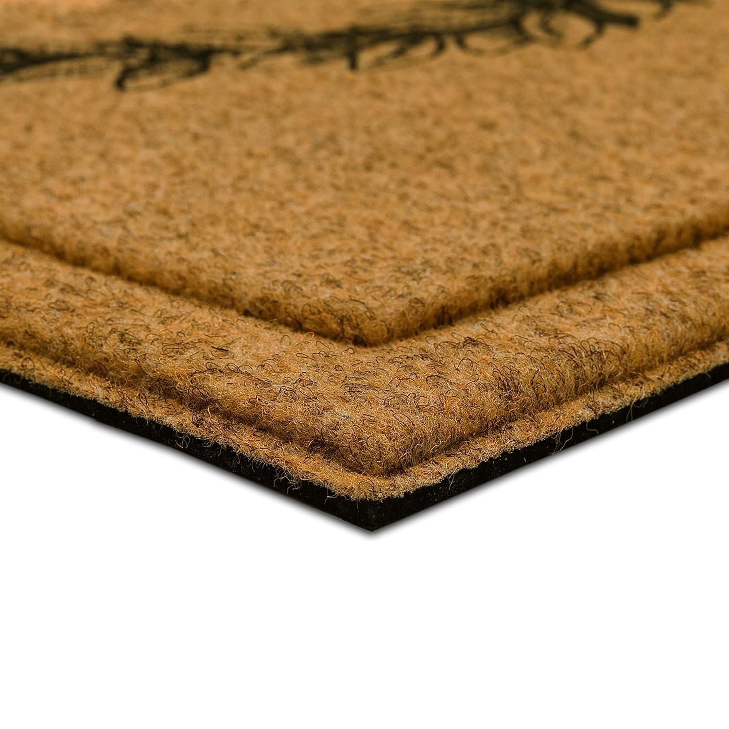 Mohawk Home Laurel Monogram C Low Pile Printed Faux Coir All Weather Eco Friendly Indoor/Outdoor Doormat, Natural, 1' 6" X 2' 6"