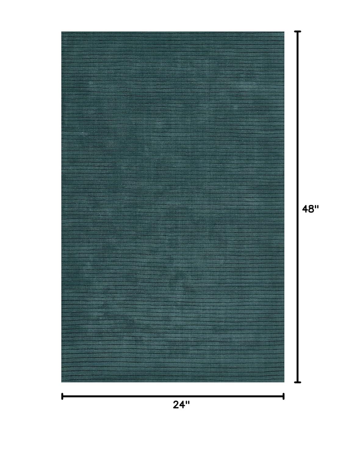Momeni 2'x4' Asher Solid Handloomed Area Rug Blue: Wool, Medium Pile, Handmade, Indoor, Accent Rectangle Rug