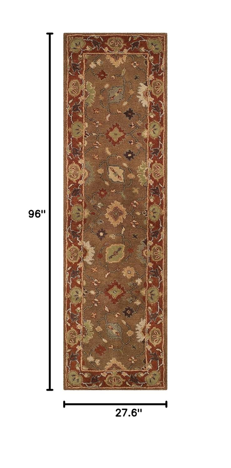 Heritage HG952 Hand Tufted Area Rug - Moss/Rust - 3'x5' - Safavieh.
