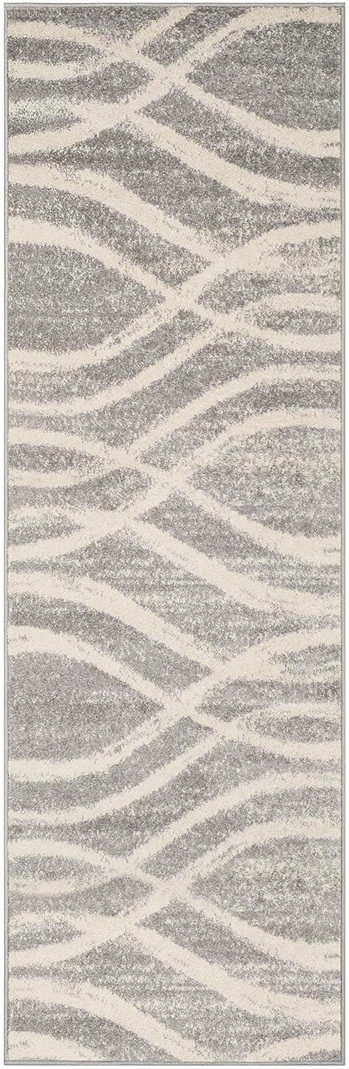 Adirondack ADR125 Non-Shedding Power Loomed Indoor Runner Rug - Grey/Cream - 2'6"x16' - Safavieh