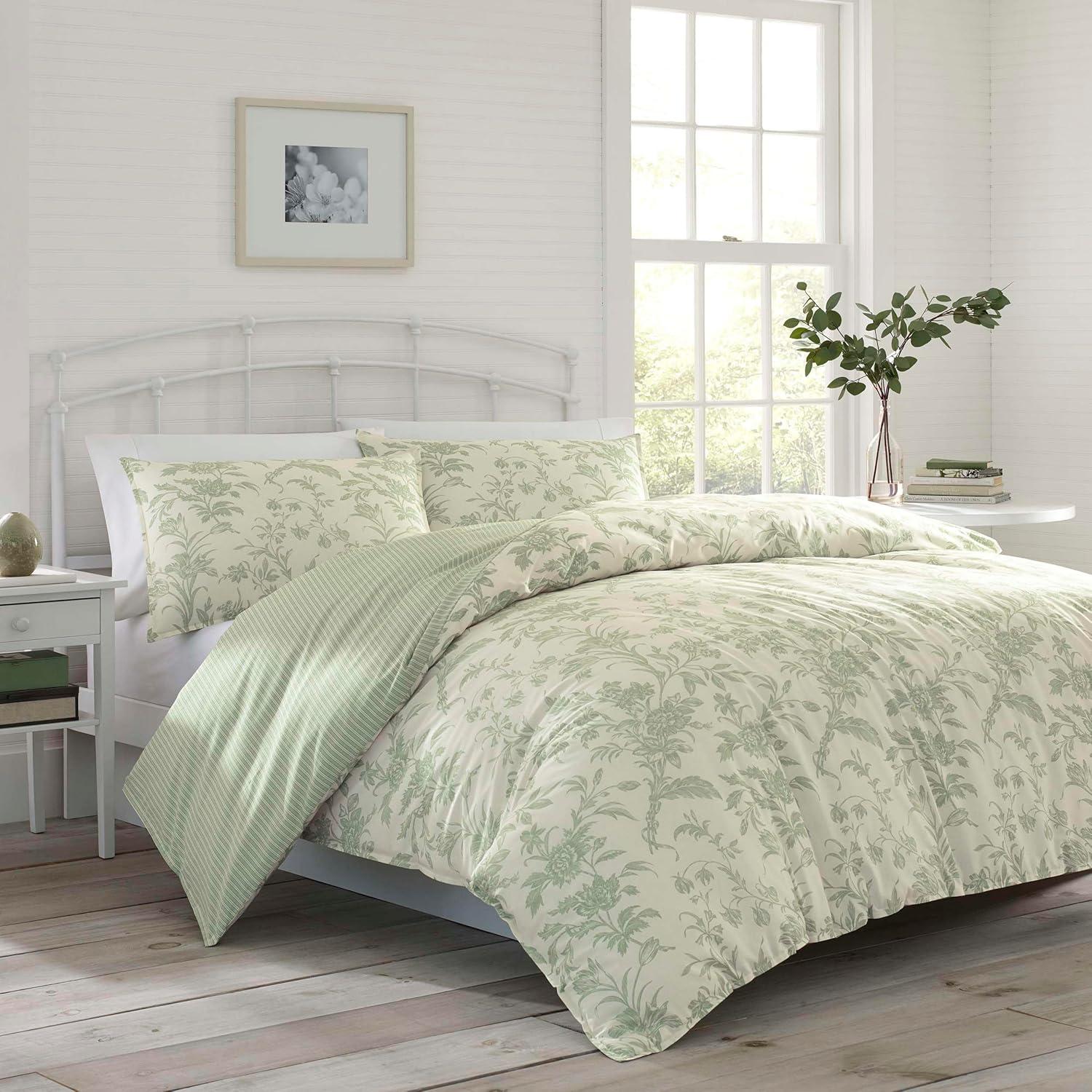 Laura Ashley Laura Ashley Natalie Green Floral Cotton Comforter Bonus Set