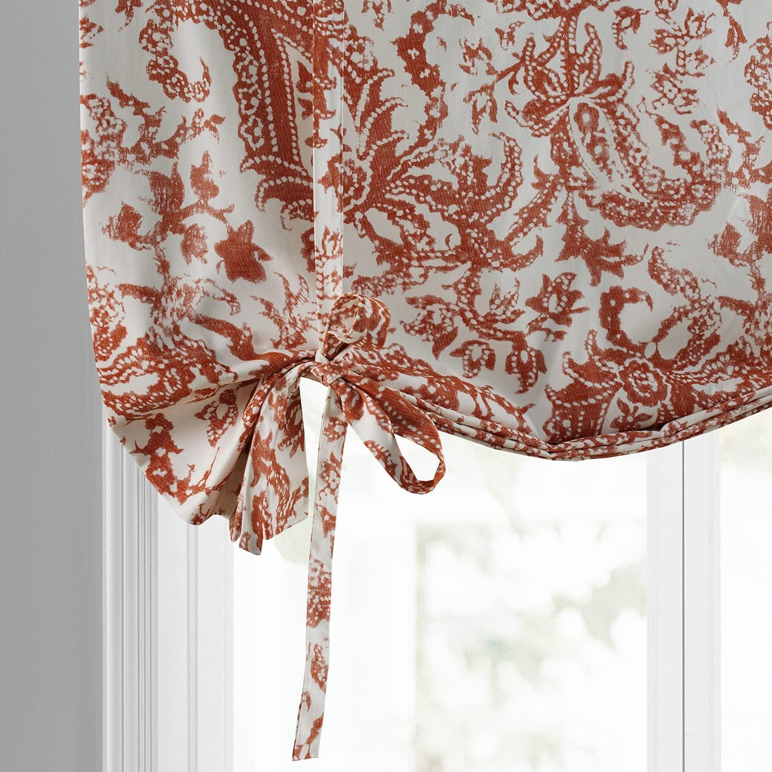 Edina Rust Paisley Cotton Tie-Up Window Shade 46 x 63