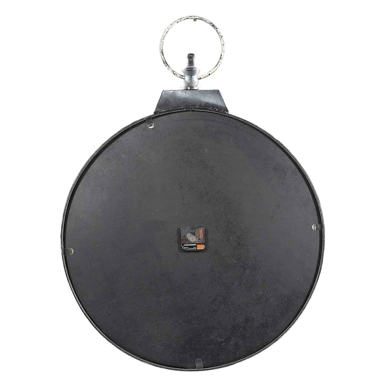 DecMode 19" x 33" Red Metal Pocket Watch Style Wall Clock