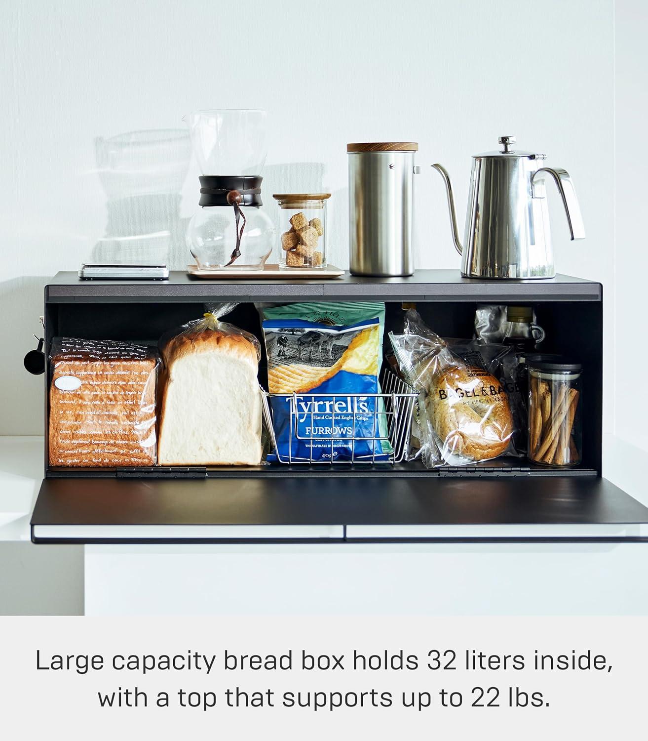 Yamazaki Home Bread Box - Wide, 32L, Holds 22 Lbs