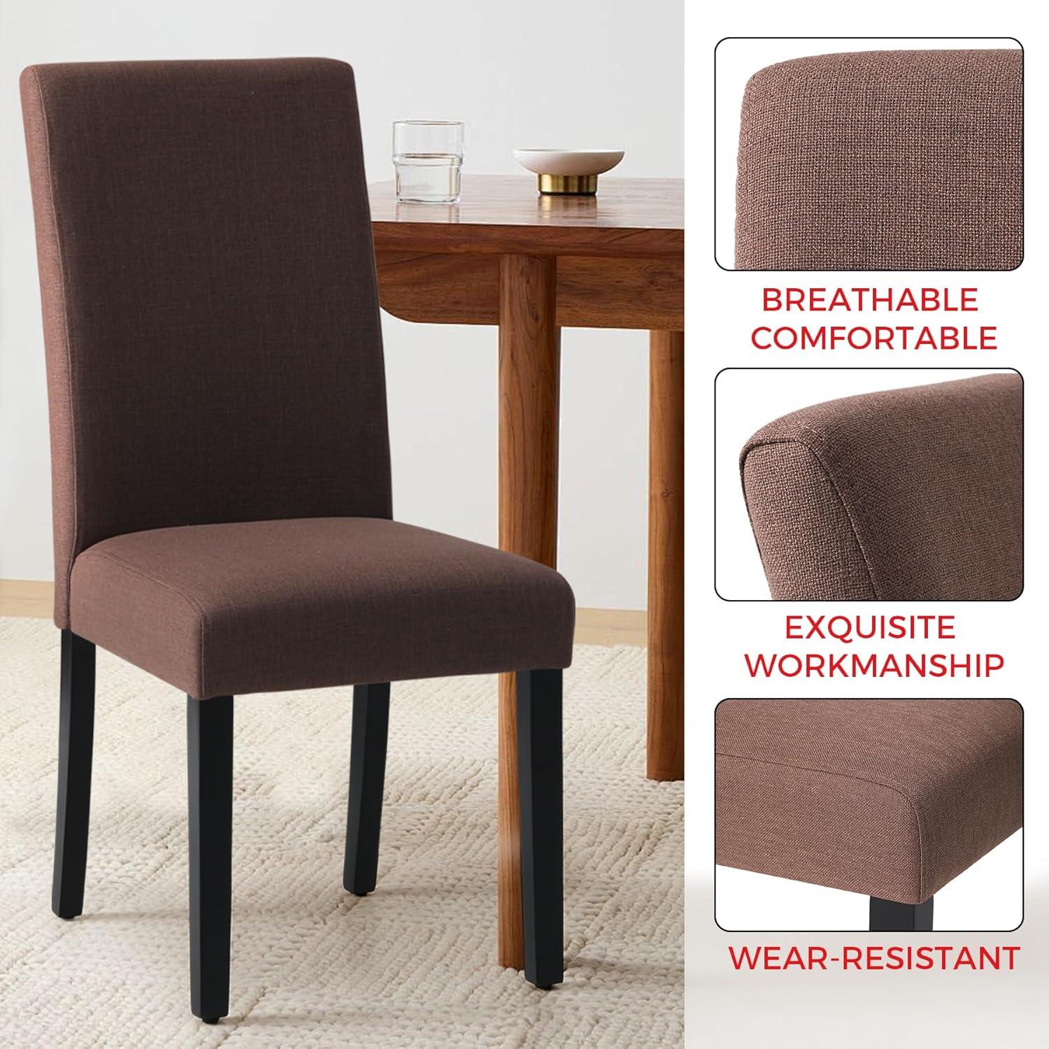 Costaelm Adison Fabric Dining Side Chair 2 Pc Set in Brown