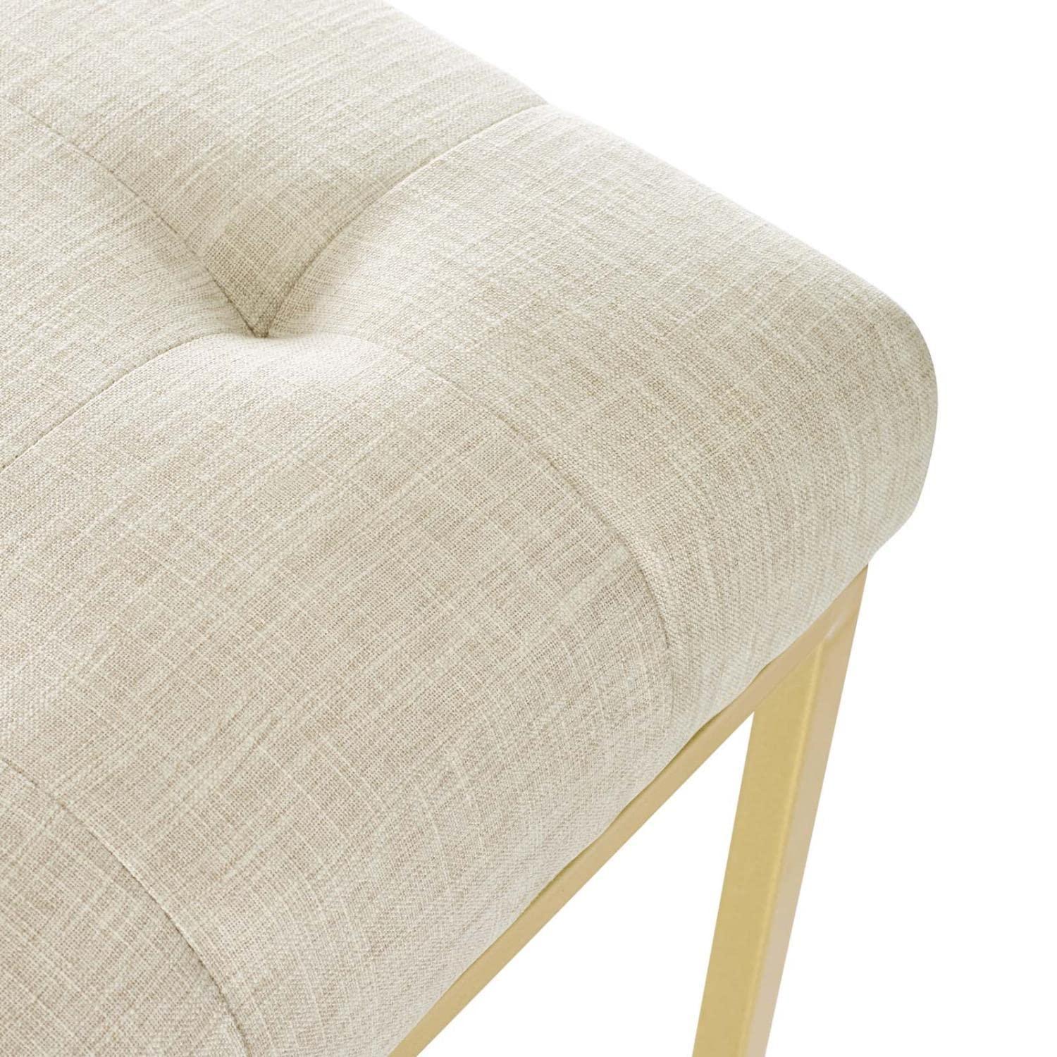 Modway Privy 18.5" Stainless Steel Polyester Dining Accent Chair in Gold/Beige