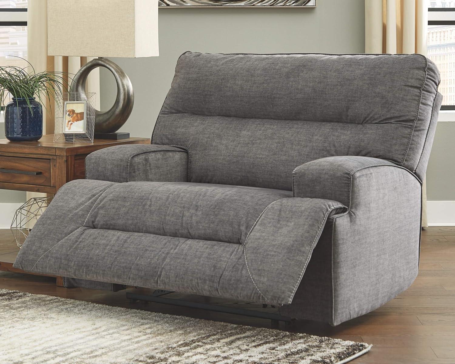 Signature Design by Ashley Coombs Wide Seat Recliner in Charcoal