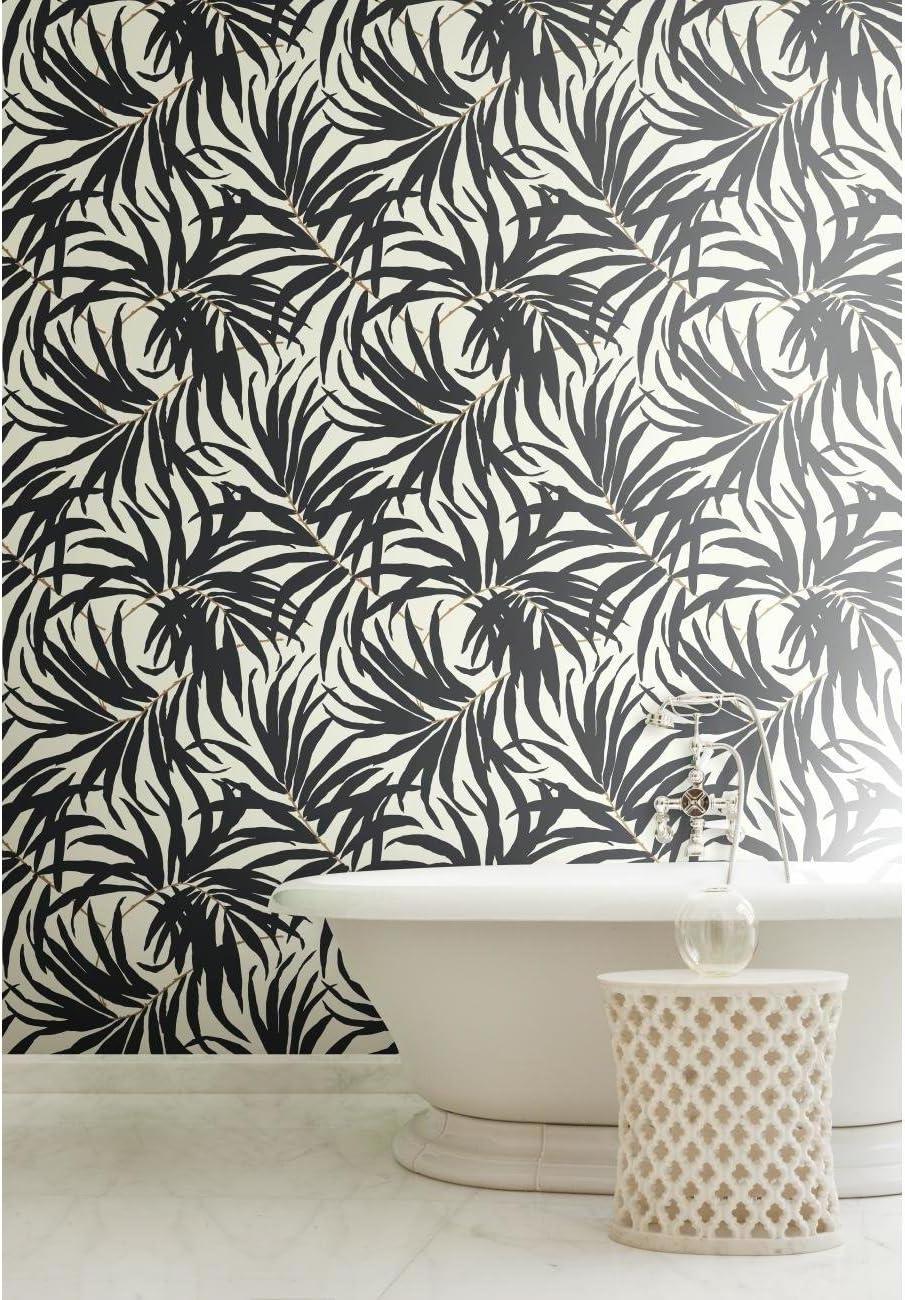 Tropical Black and Gold Vinyl-Coated Self-Adhesive Wallpaper Roll