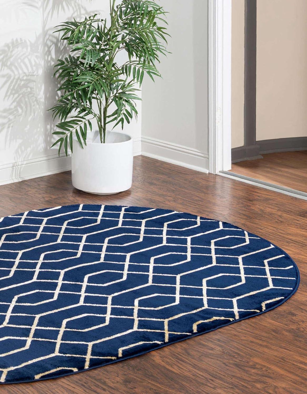 Glam Navy Blue Gold Area Rug