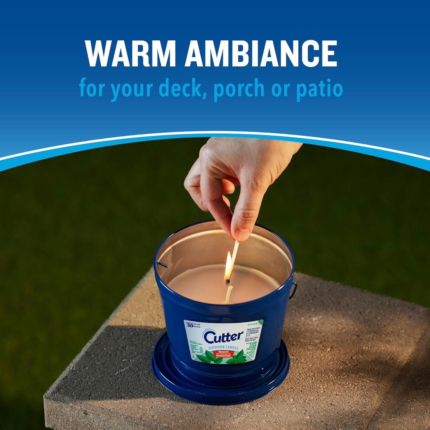 Cutter Outdoor Soy Wax Candle, Reduces The Presence of Mosquitos, Citronella & Mint Scent, 17 Ounces