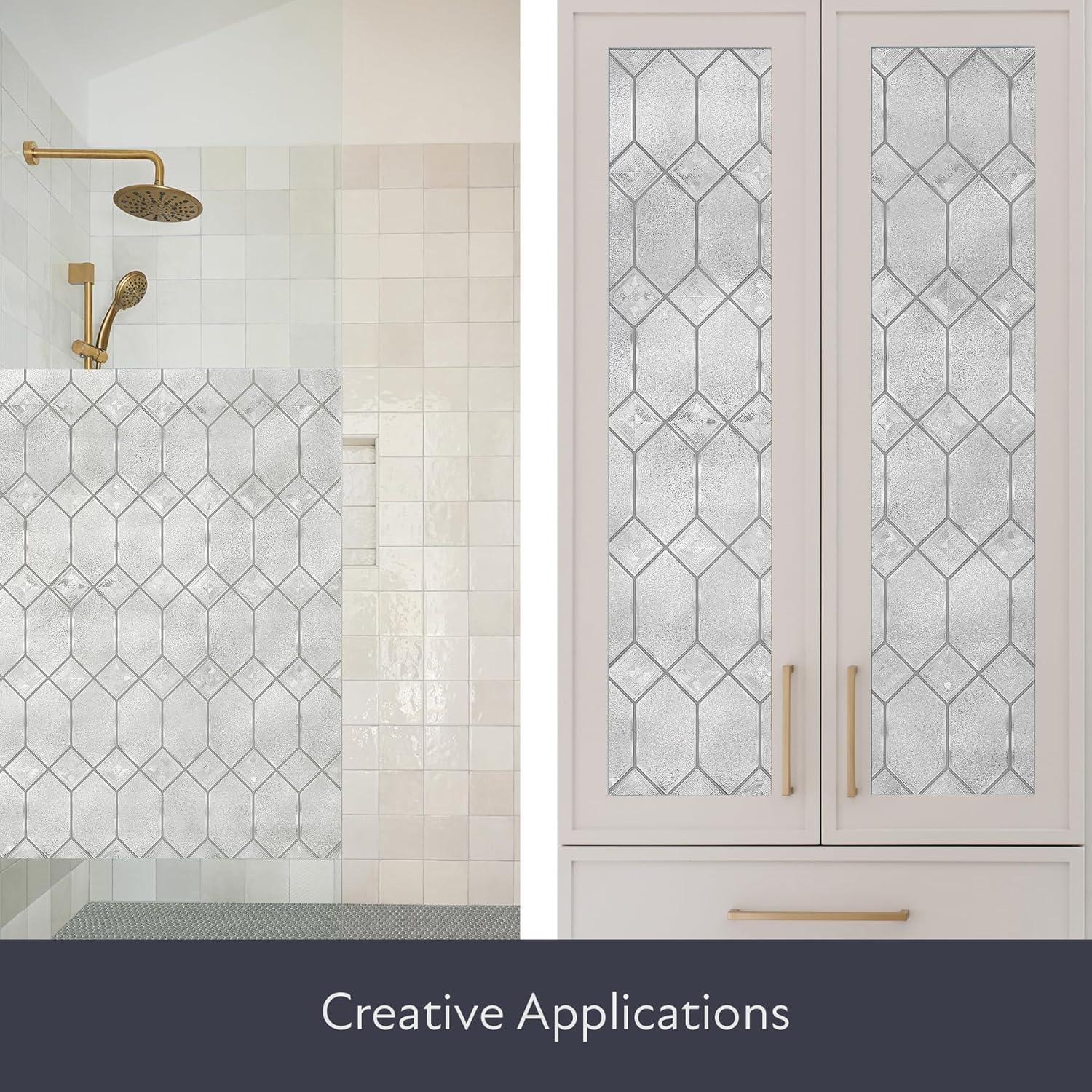 24" x 36" Old English Window Film - Artscape: Vinyl Privacy Film, Frosted Pattern, Adhesive-Free Clings