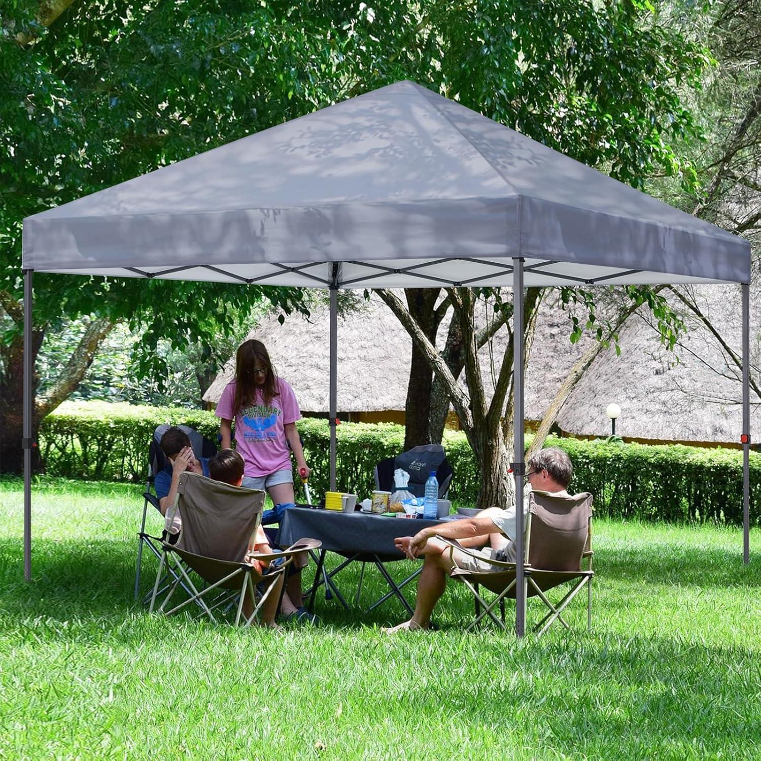 ABCCANOPY 10 ft x 10 ft Easy Pop up Outdoor Portable Instant One Push Function Canopy Tent with Air Vent, Gray