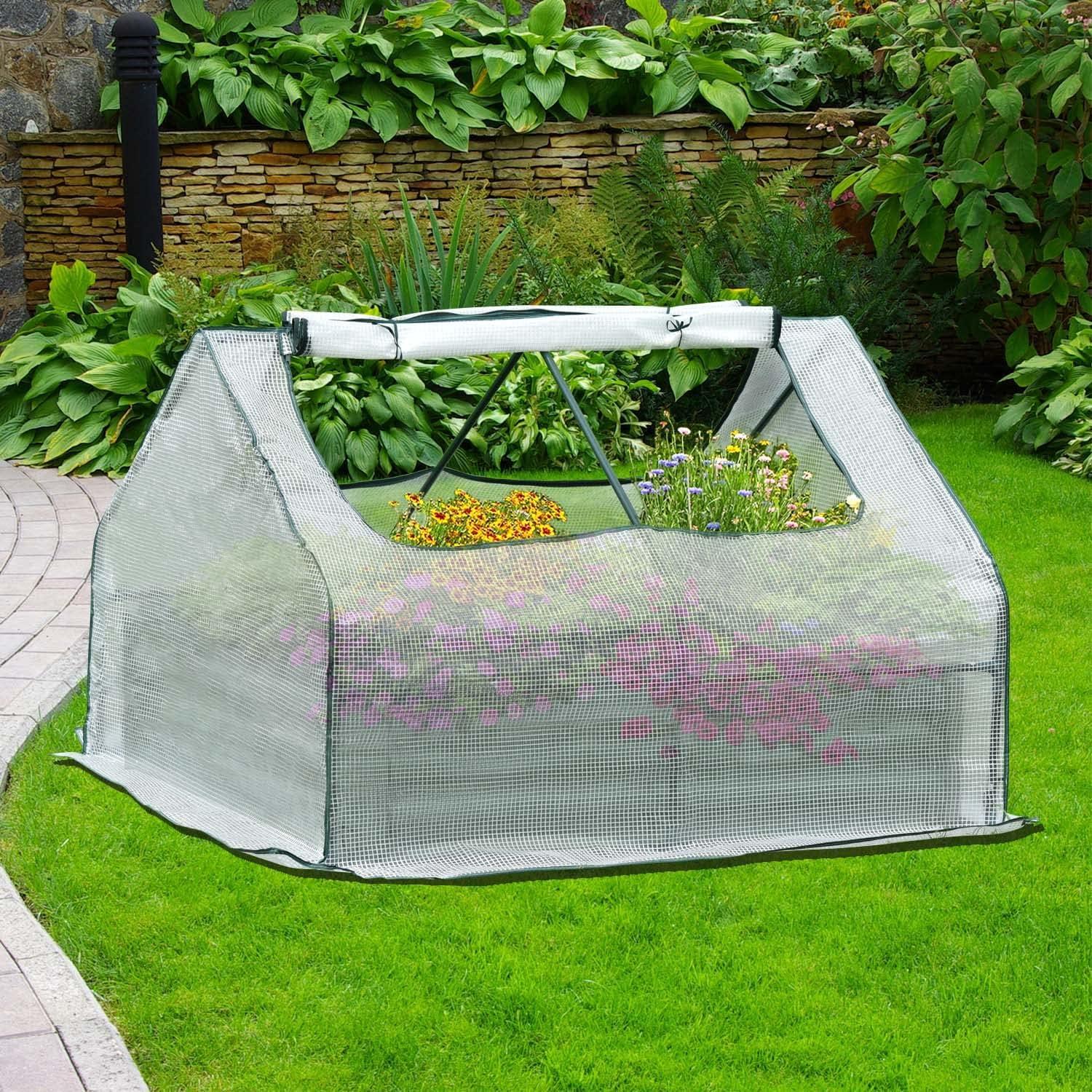 4.3' W x 4.3' D Raised Garden Bed Mini Greenhouse Kit