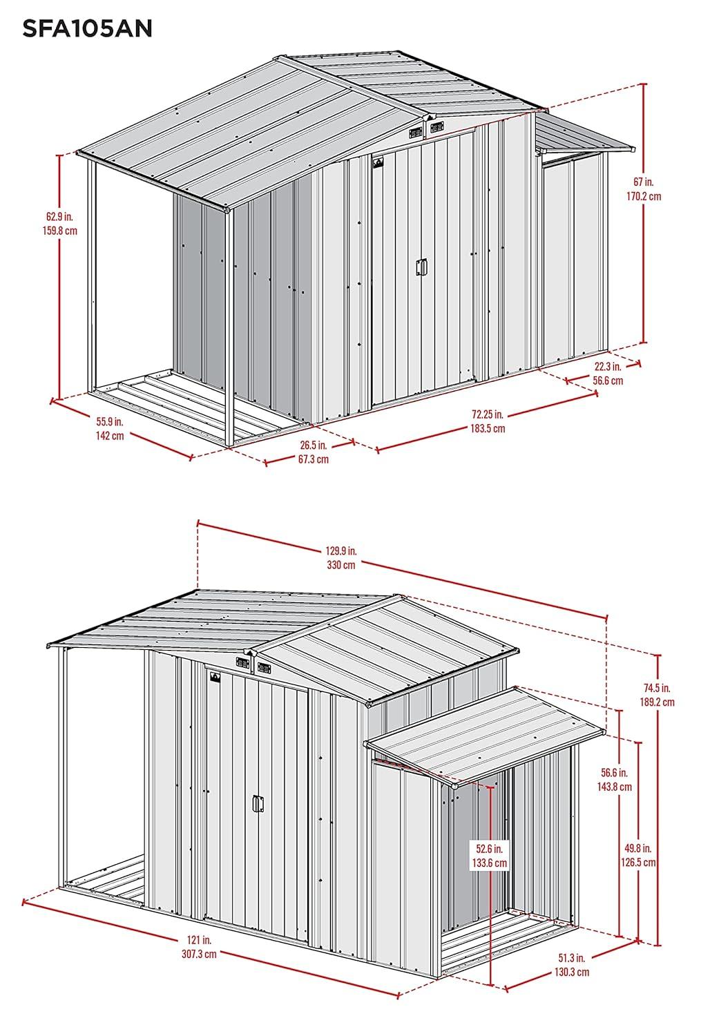Arrow 3-In-1 Steel Utility Shed