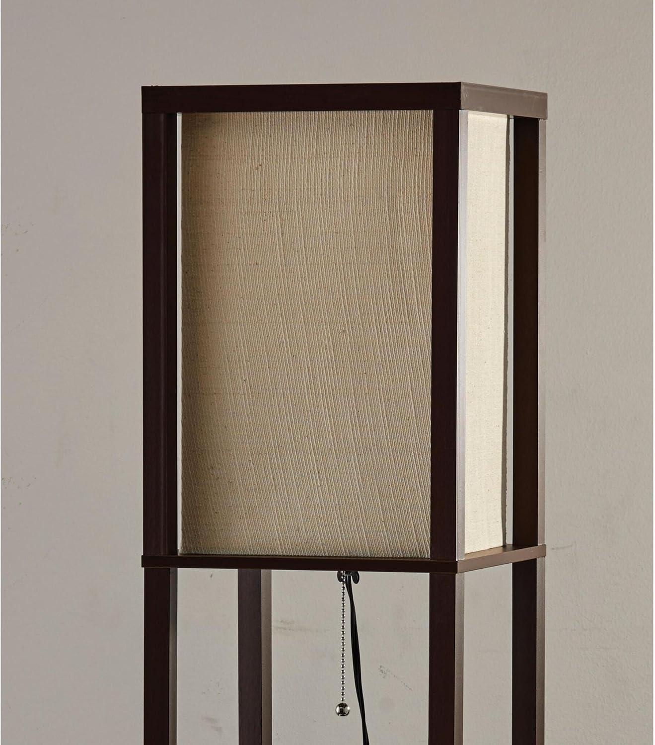 63" Wright Shelf Floor Lamp - Adesso: Black Walnut, Pull Chain, Storage Display