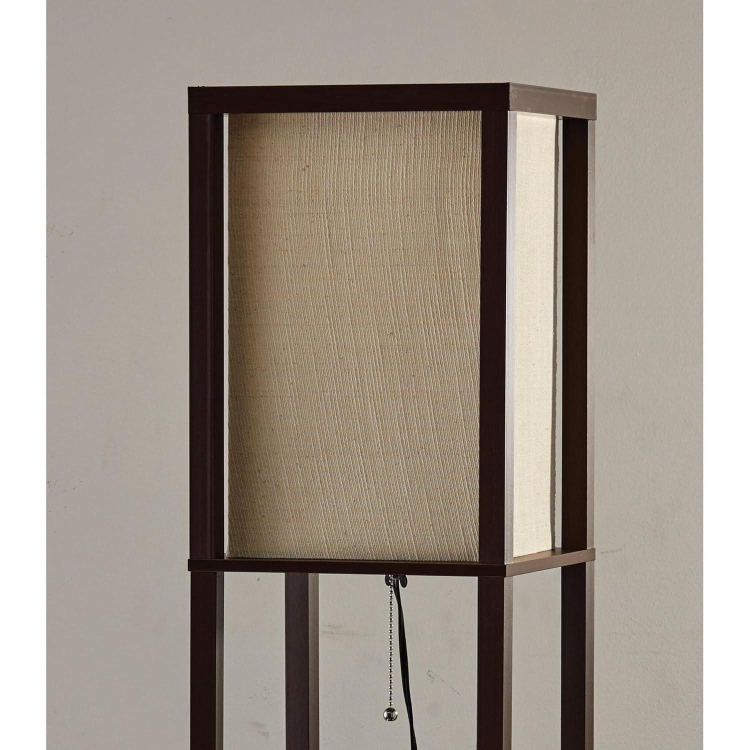 63" Wright Shelf Floor Lamp - Adesso: Black Walnut, Pull Chain, Storage Display
