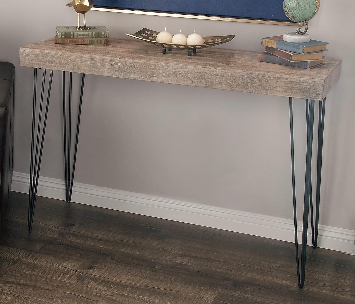 Modern Wood and Metal Console Table with Storage, 47'' Brown