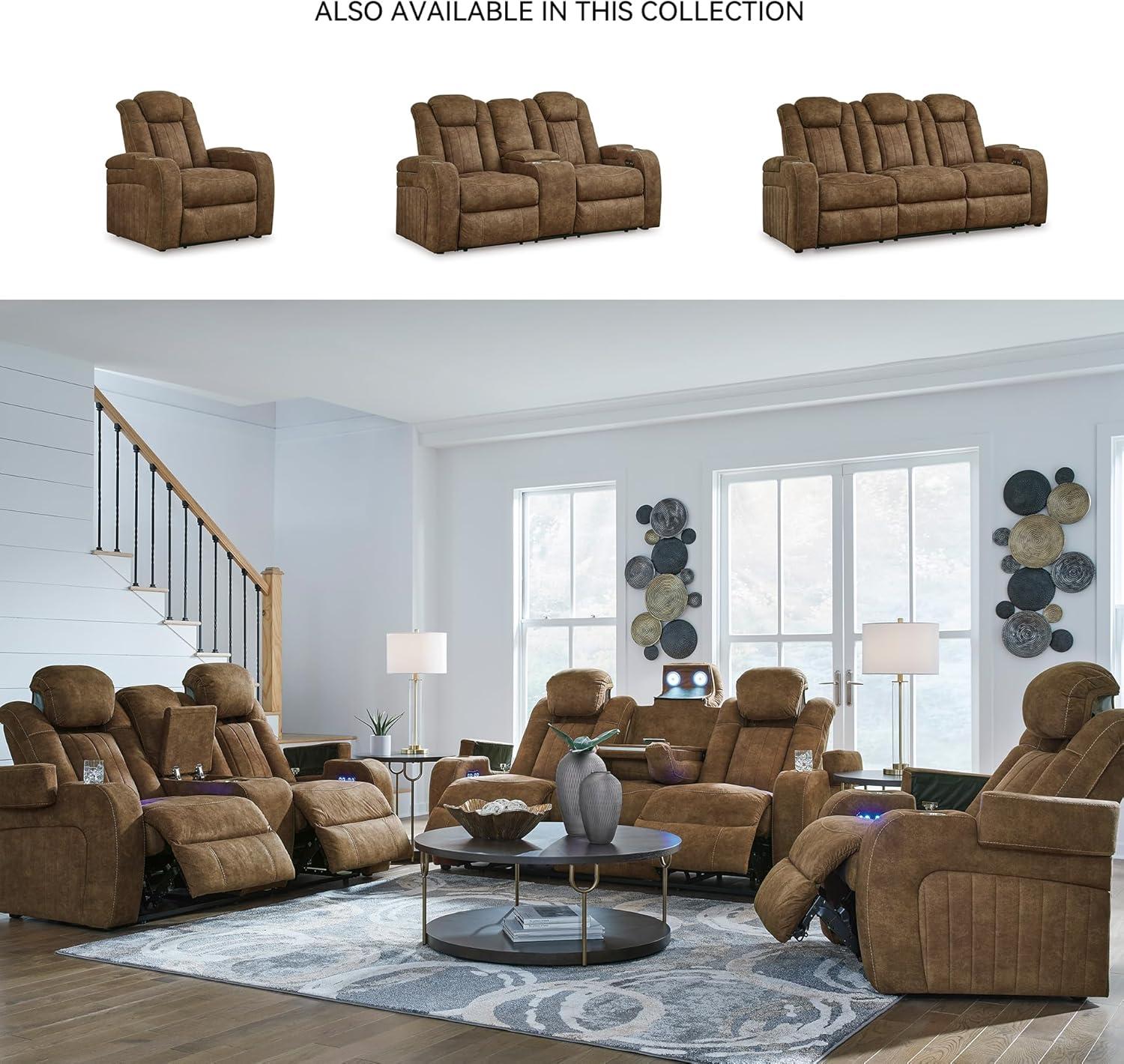 Signature Design by Ashley Wolfridge Brown Power Reclining Sofa