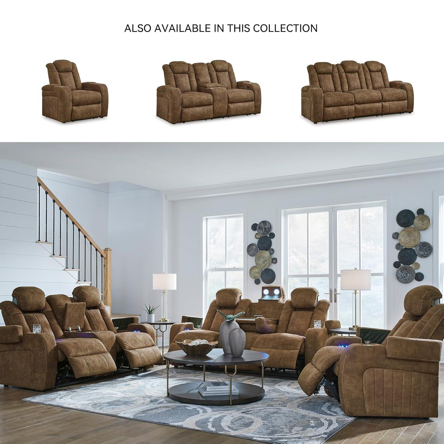 Signature Design by Ashley Wolfridge Brown Power Reclining Sofa