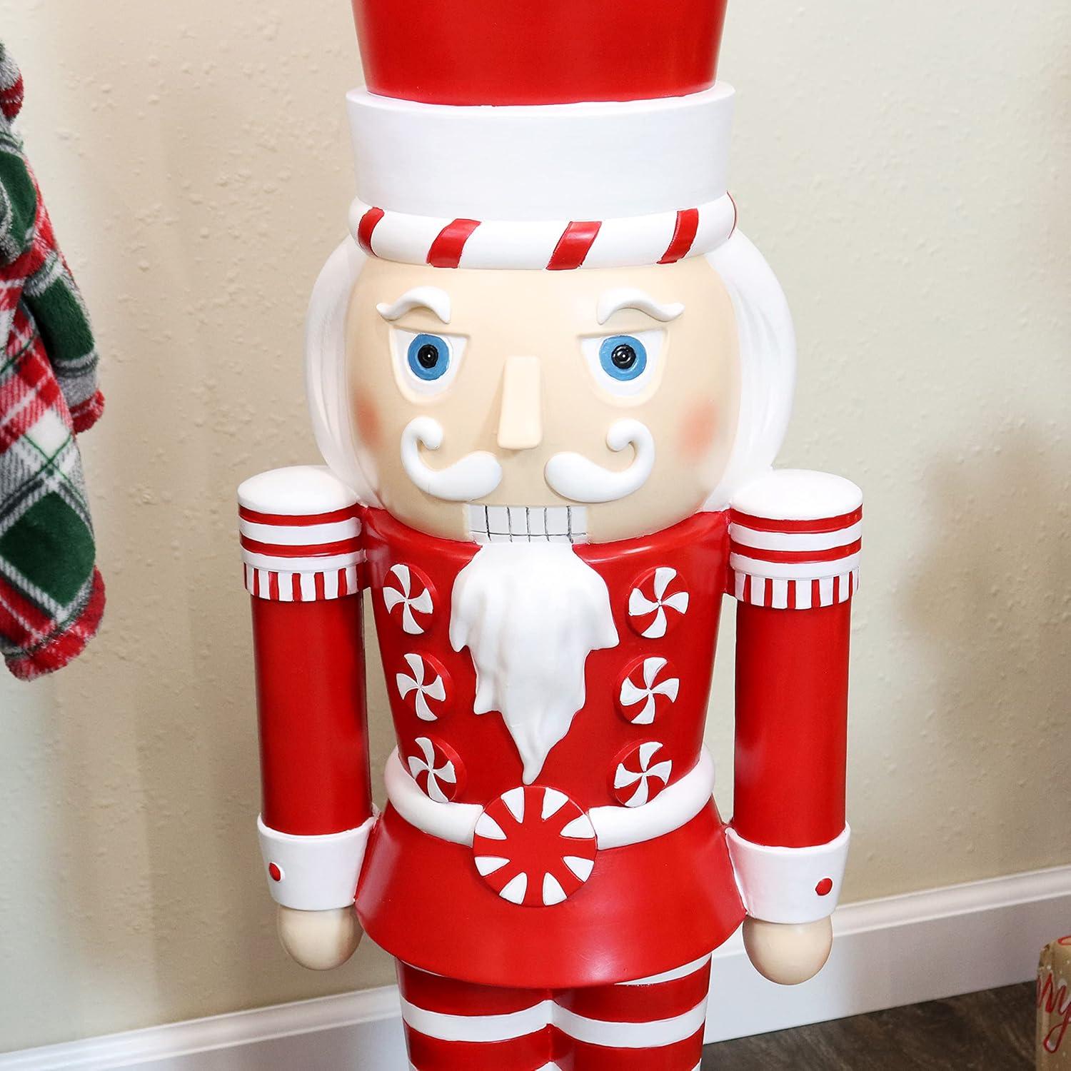 Sunnydaze Alfonso the Noble Large Nutcracker Statue - Red/White - 36"