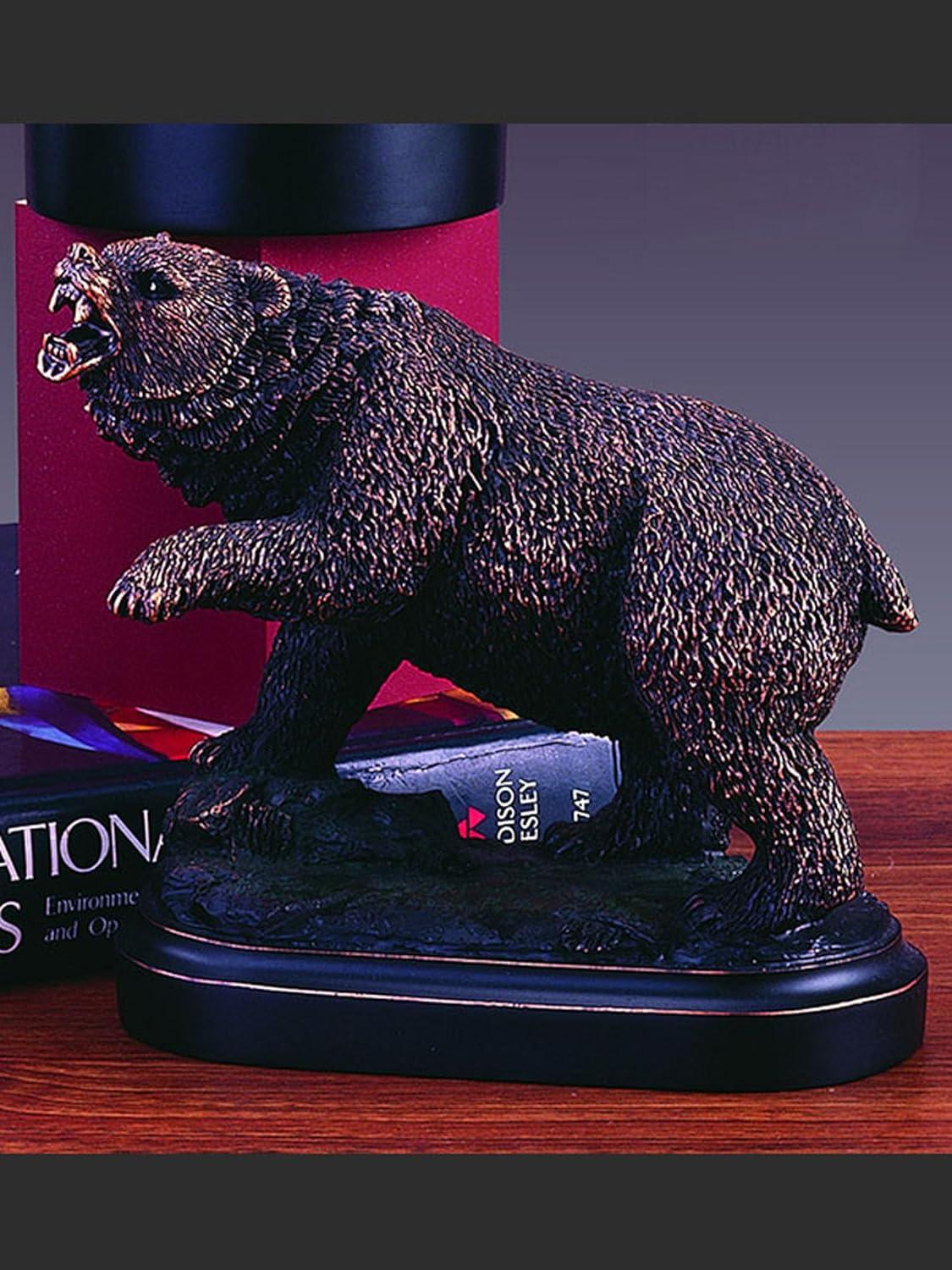 Bronze Electroplated Resin Bear Statue with Polished Finish