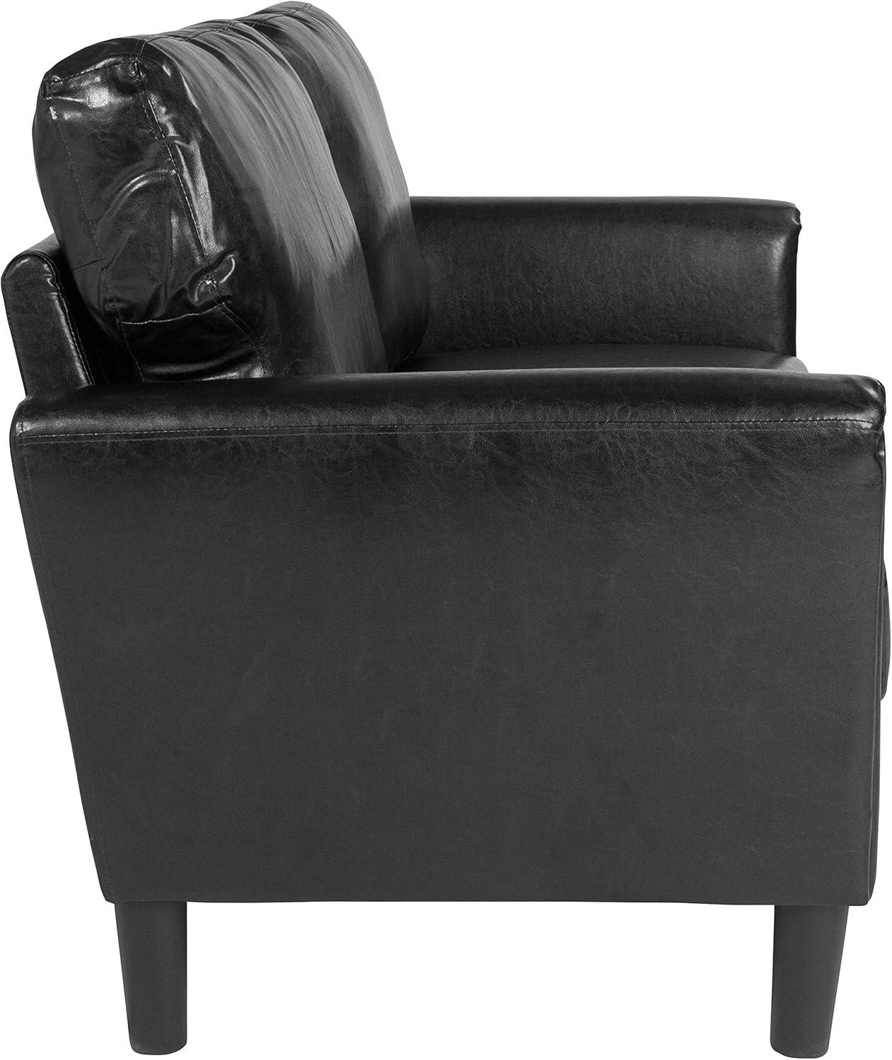 Black Faux Leather Loveseat with Removable Cushions