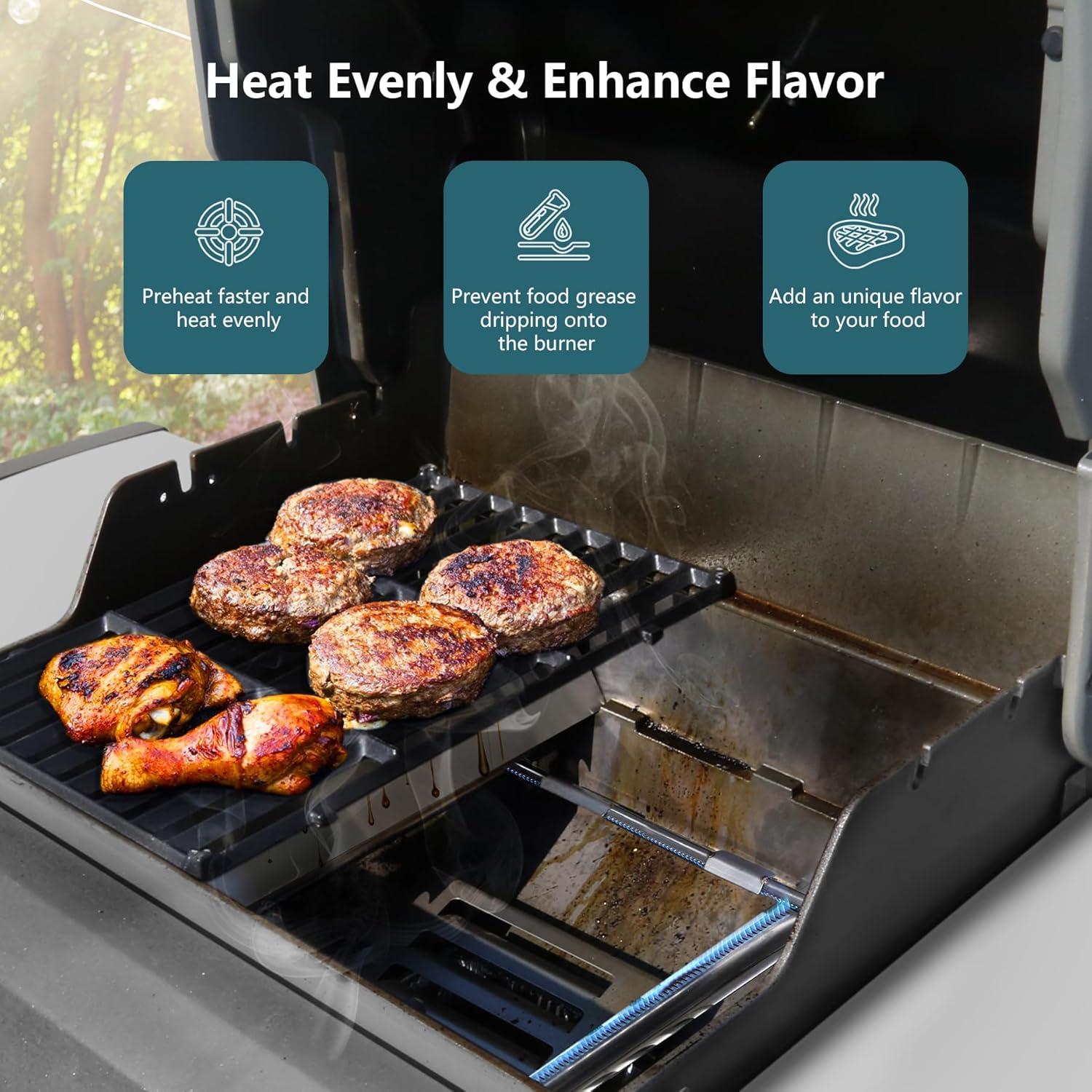 GasSaf 15.3inch Flavorizer Bar Replacement for Weber 7635, Spirit 200 Series, Spirit E-210, S-210, E-220, S-220 with Front Controls Panel, 3-Pack Stainless Steel Flavor Bar(15.3"x3.5"x2.5")