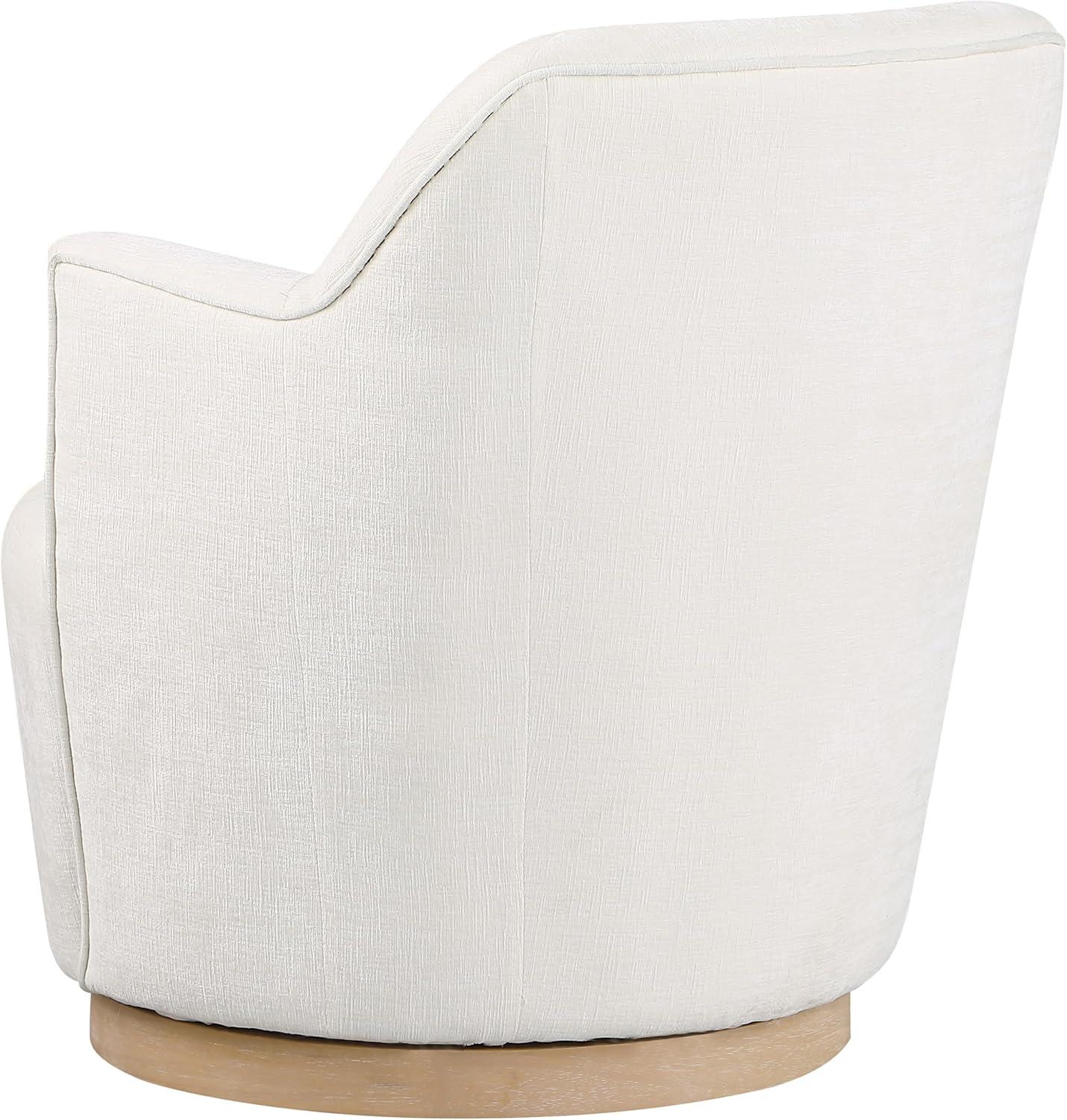 Meridian Furniture Clarita Cream Chenille Fabric Swivel Accent Chair