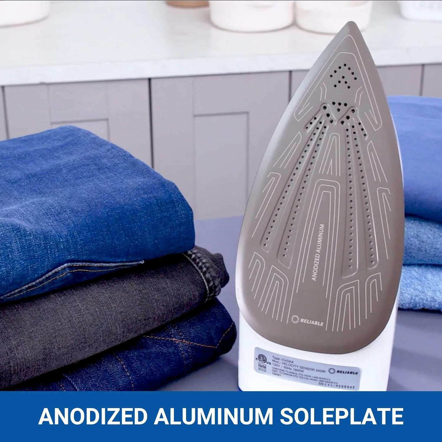 Reliable Corporation Reliable Velocity 1800W Home Steam Iron - Compact Vapor Generator Iron with Anodized Aluminum