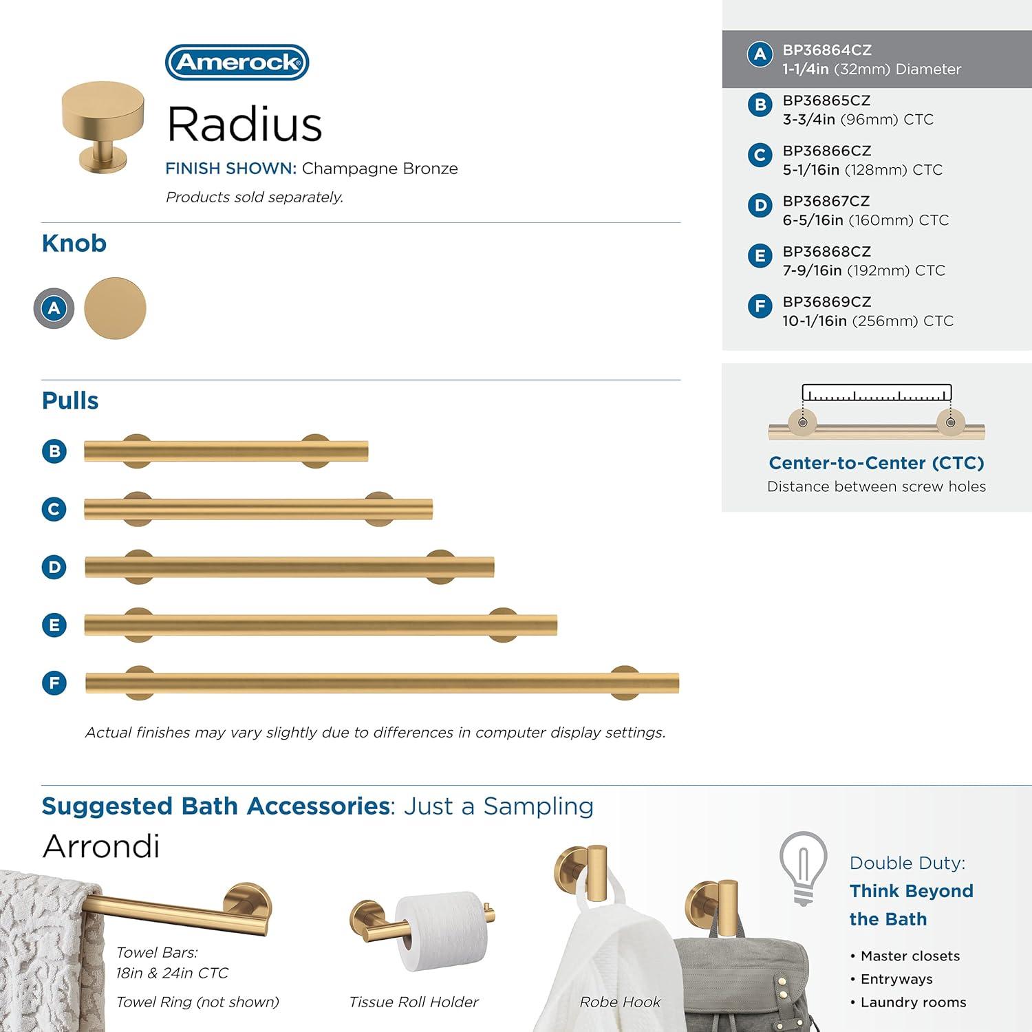 Radius 1 1/4" Diameter Round Knob