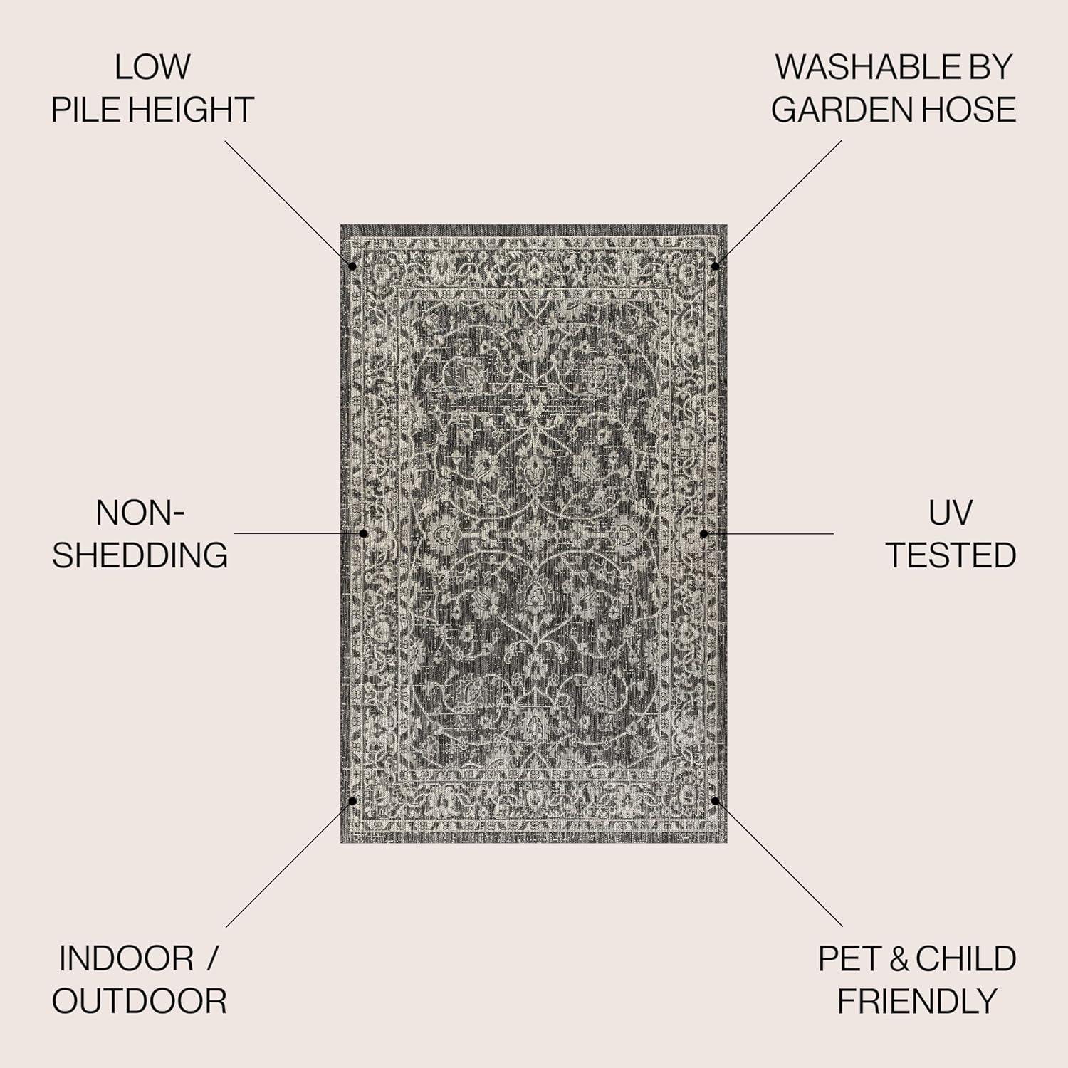 Palazzo Vine and Border Textured Weave Indoor/Outdoor Area Rug  - JONATHAN Y