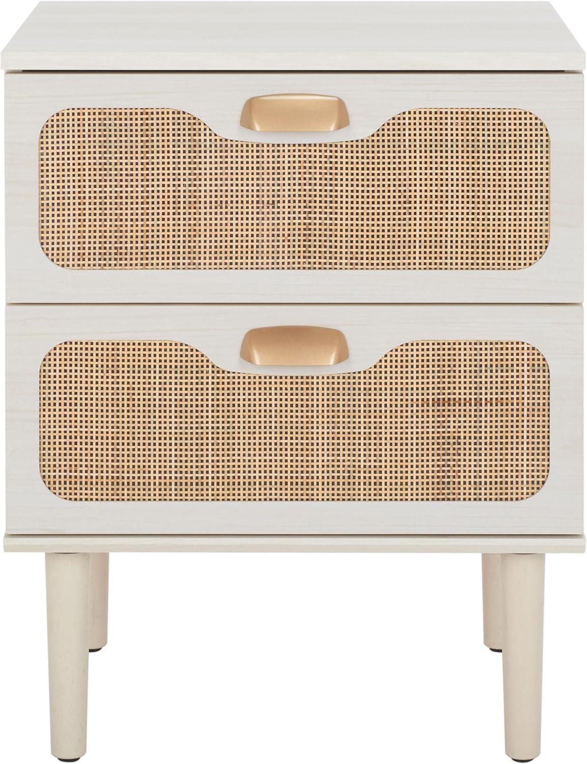 Irelia 2 Drawer Nightstand - Bleached White/Natural - Safavieh