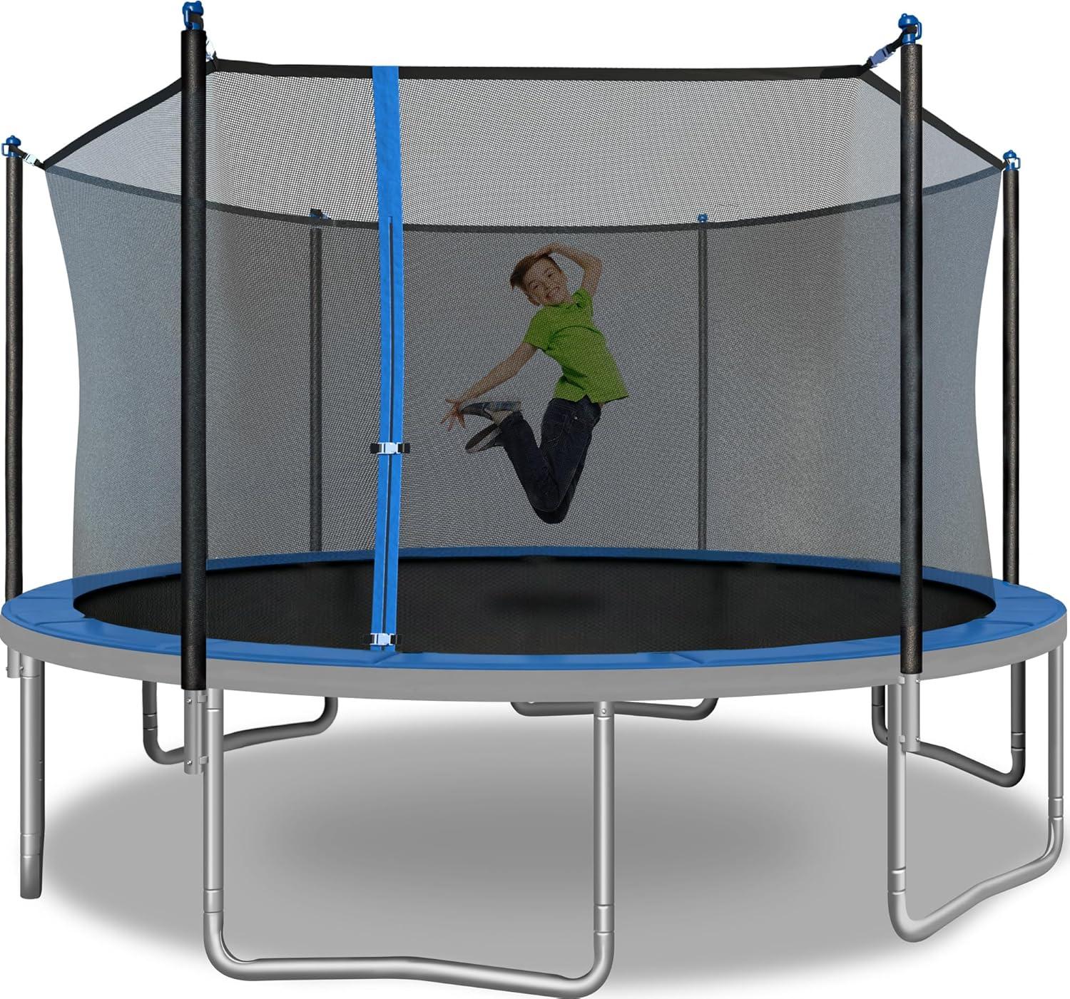 Sportspower TruJump 14' Round Trampoline with Safety Enclosure & with Lifetime Warranty on Jump Mat