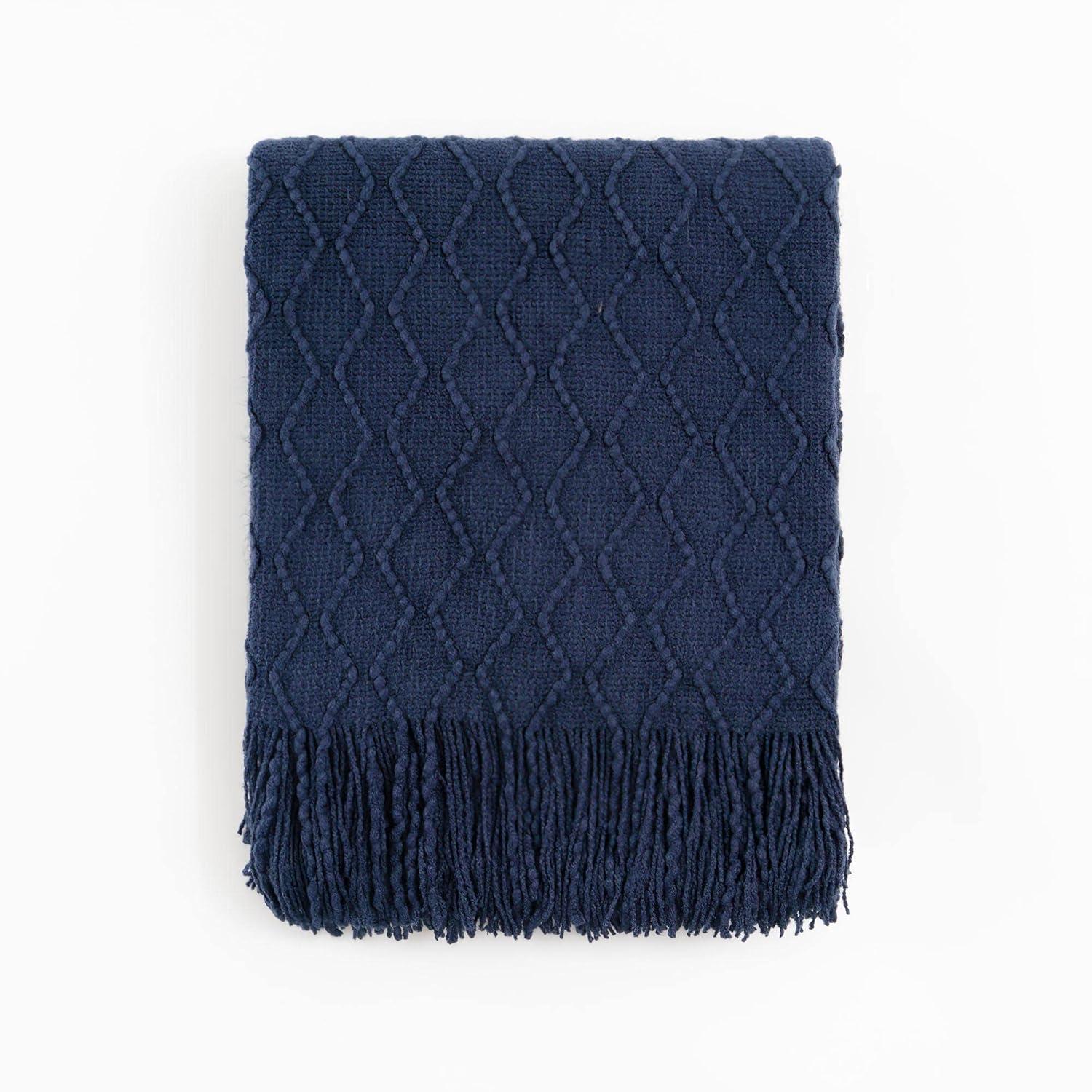 Battilo Home Throw Blanket for Couch, Textured Soft Throw Blankets, Decorative Knitted Blanket for Home Living Room Decor, 50"x60"