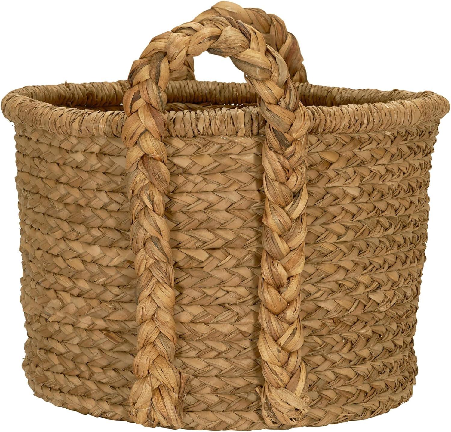 Household Essentials Large Wicker Floor Basket With Braided Handle